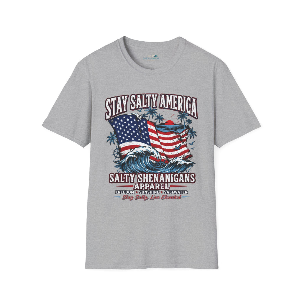 Stay Salty America Premium Beach Tee | Patriotic Coastal Graphic Shirt Printify