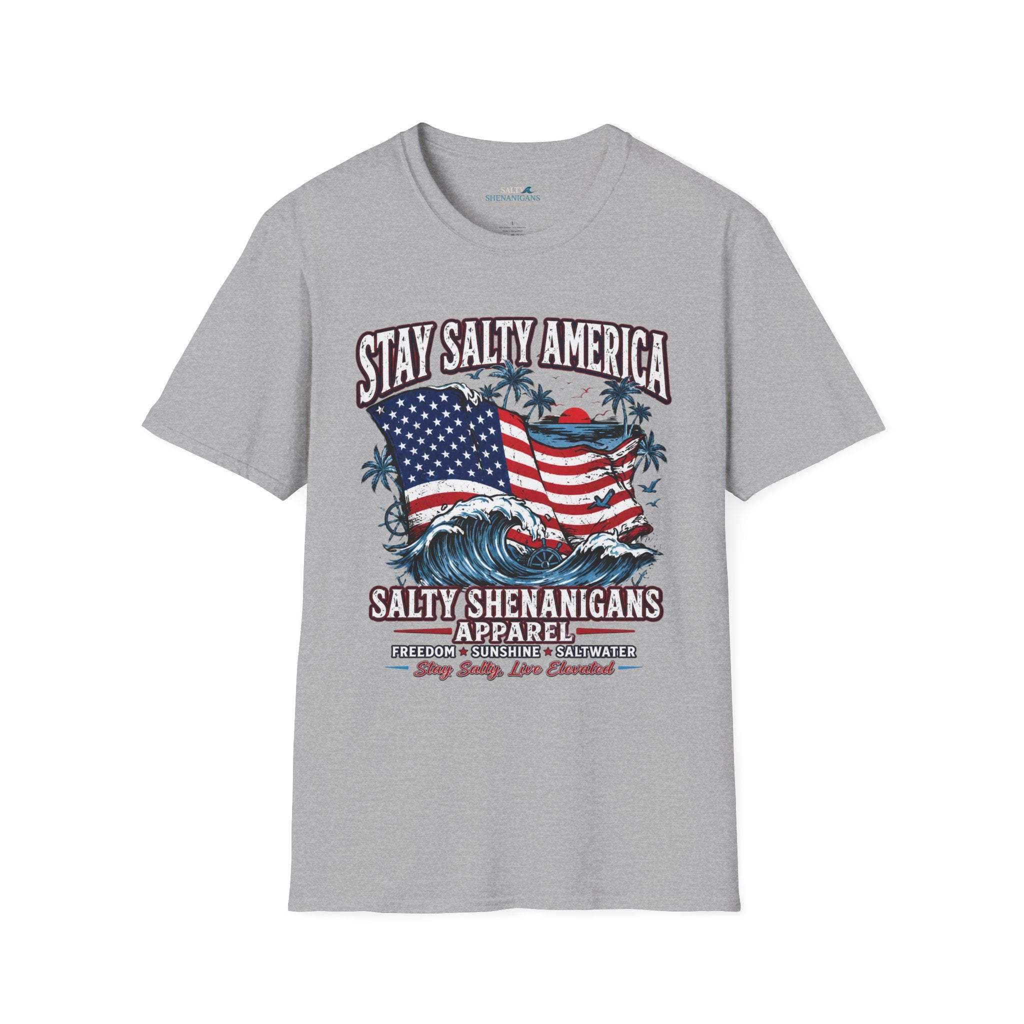 Stay Salty America Premium Beach Tee | Patriotic Coastal Graphic Shirt Printify