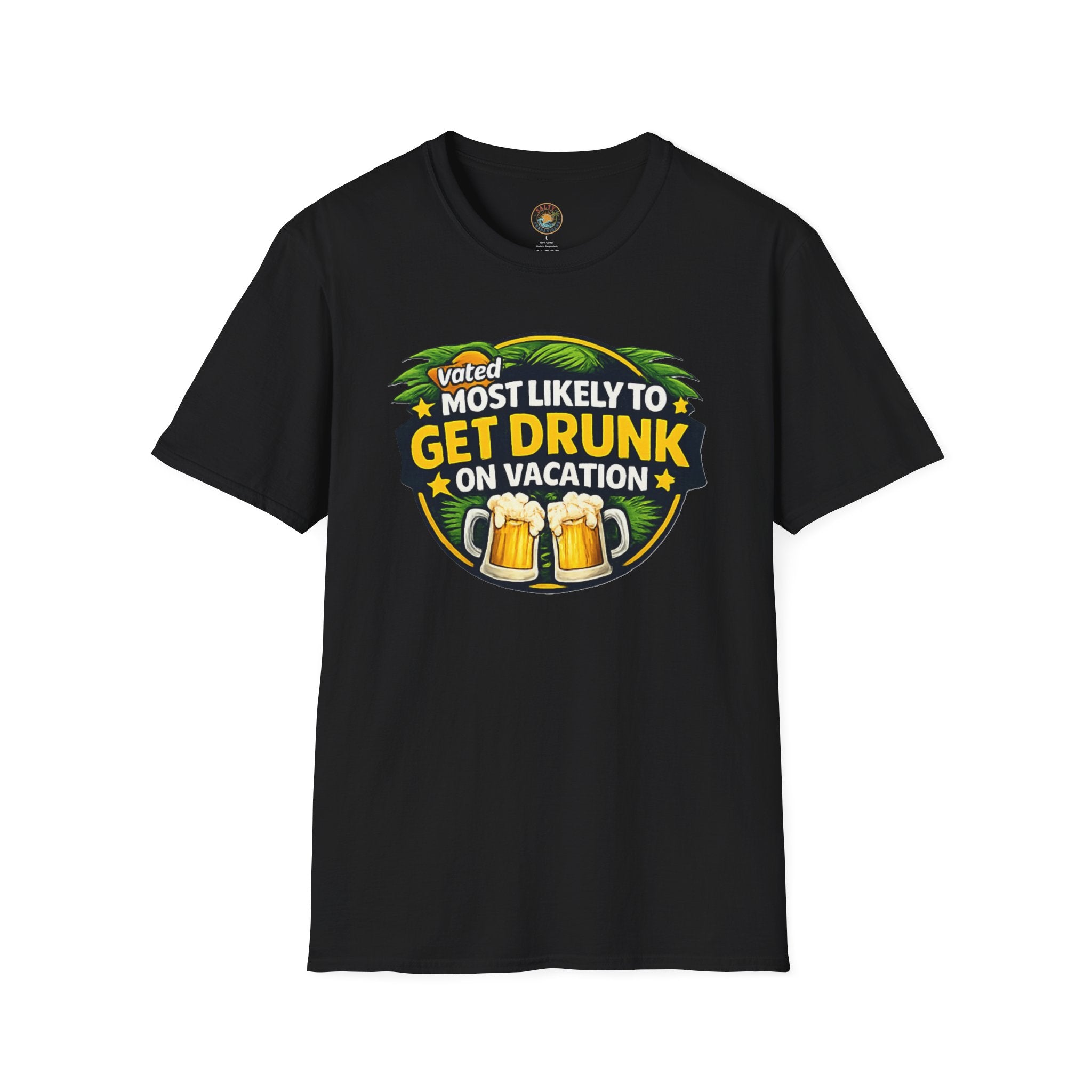 Voted Most Likely to Get Drunk on Vacation T-Shirt | Salty Shenanigans Funny Tee