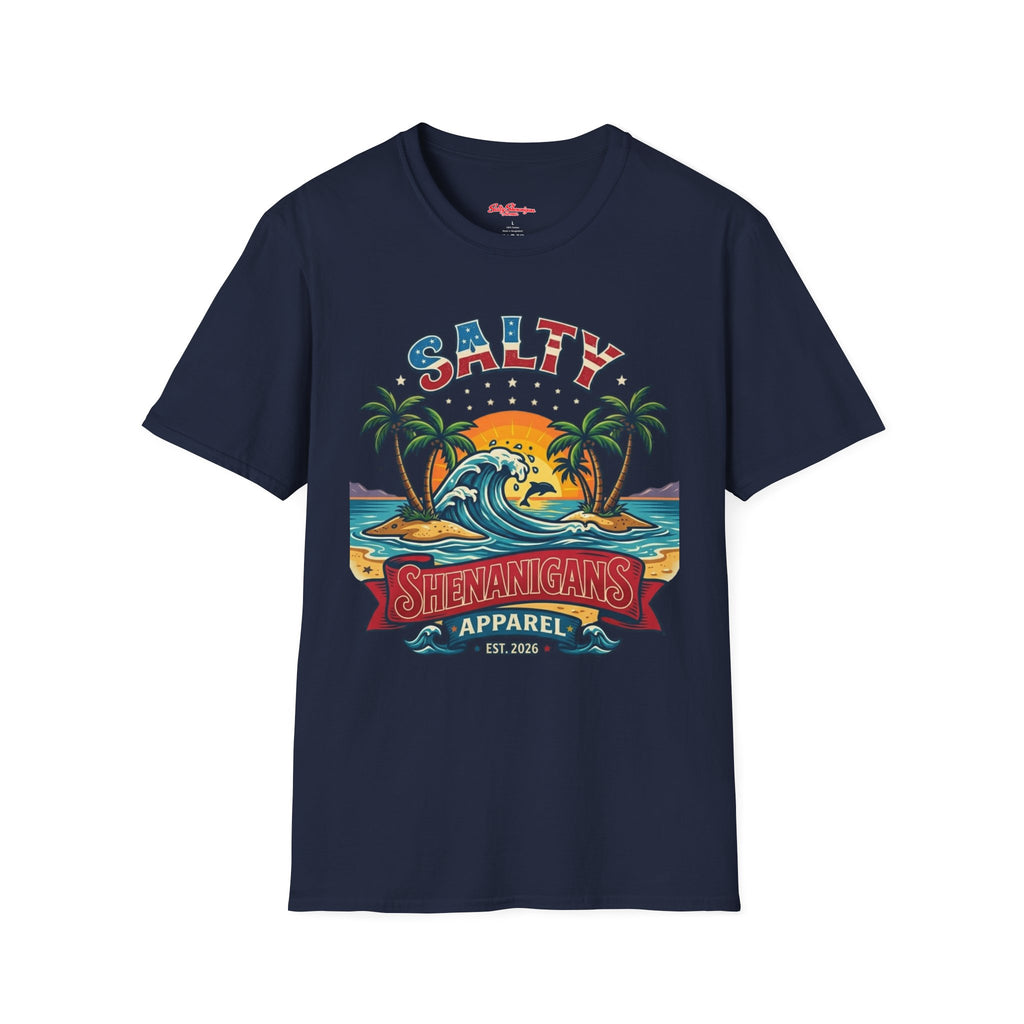 Salty Shenanigans Apparel Beach T-Shirt Printify
