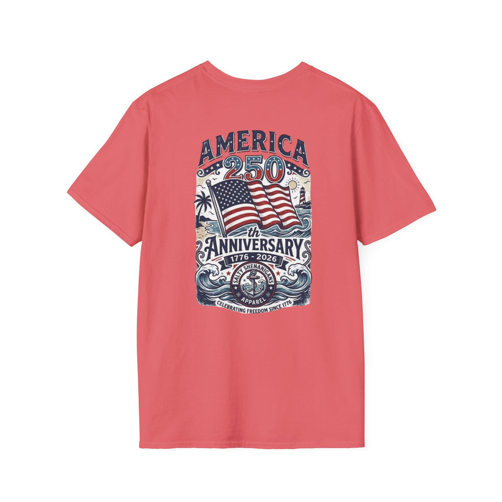 Salty Shenanigans Apparel America 250 Beach Palm T-Shirt Printify