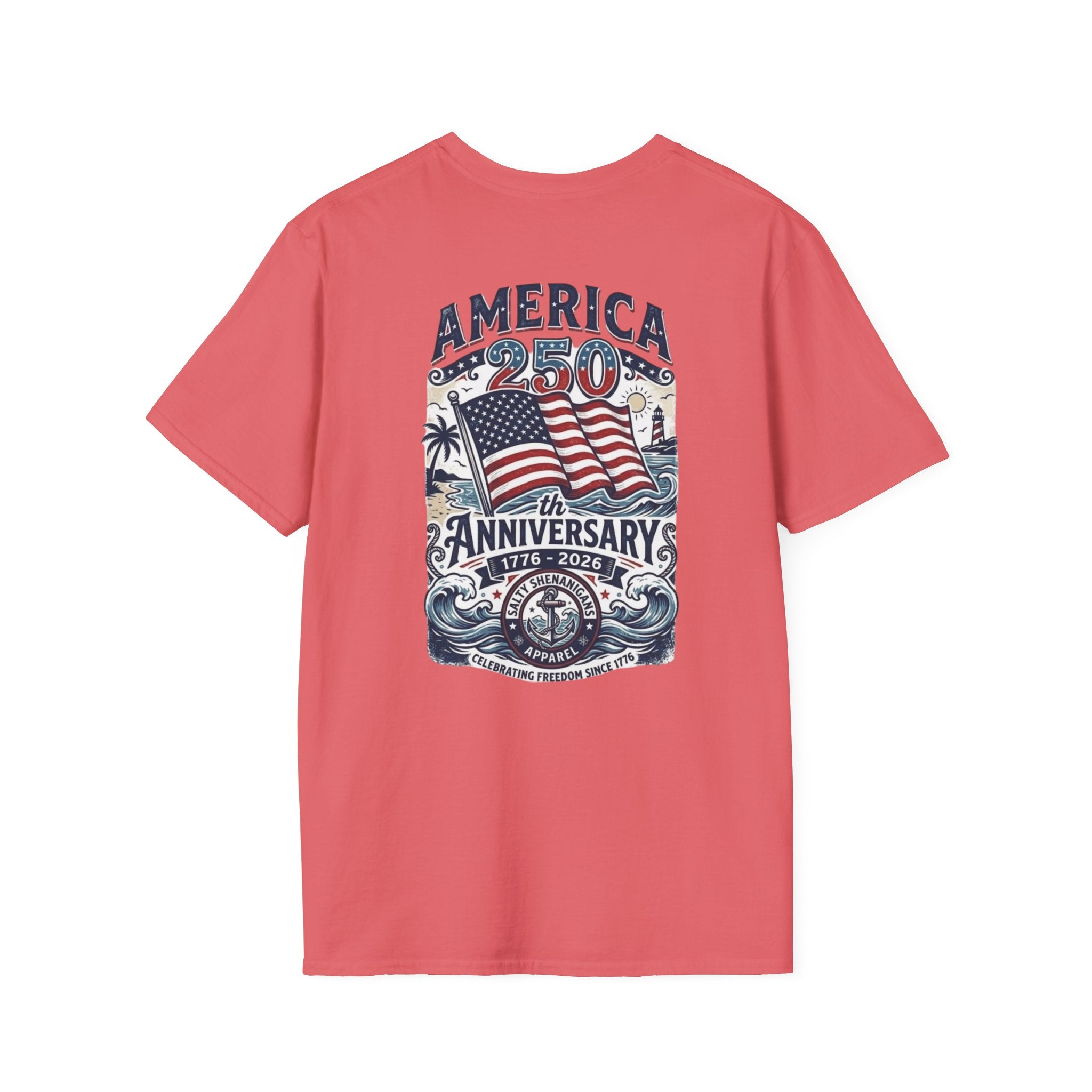 Salty Shenanigans Apparel America 250 Beach Palm T-Shirt Printify