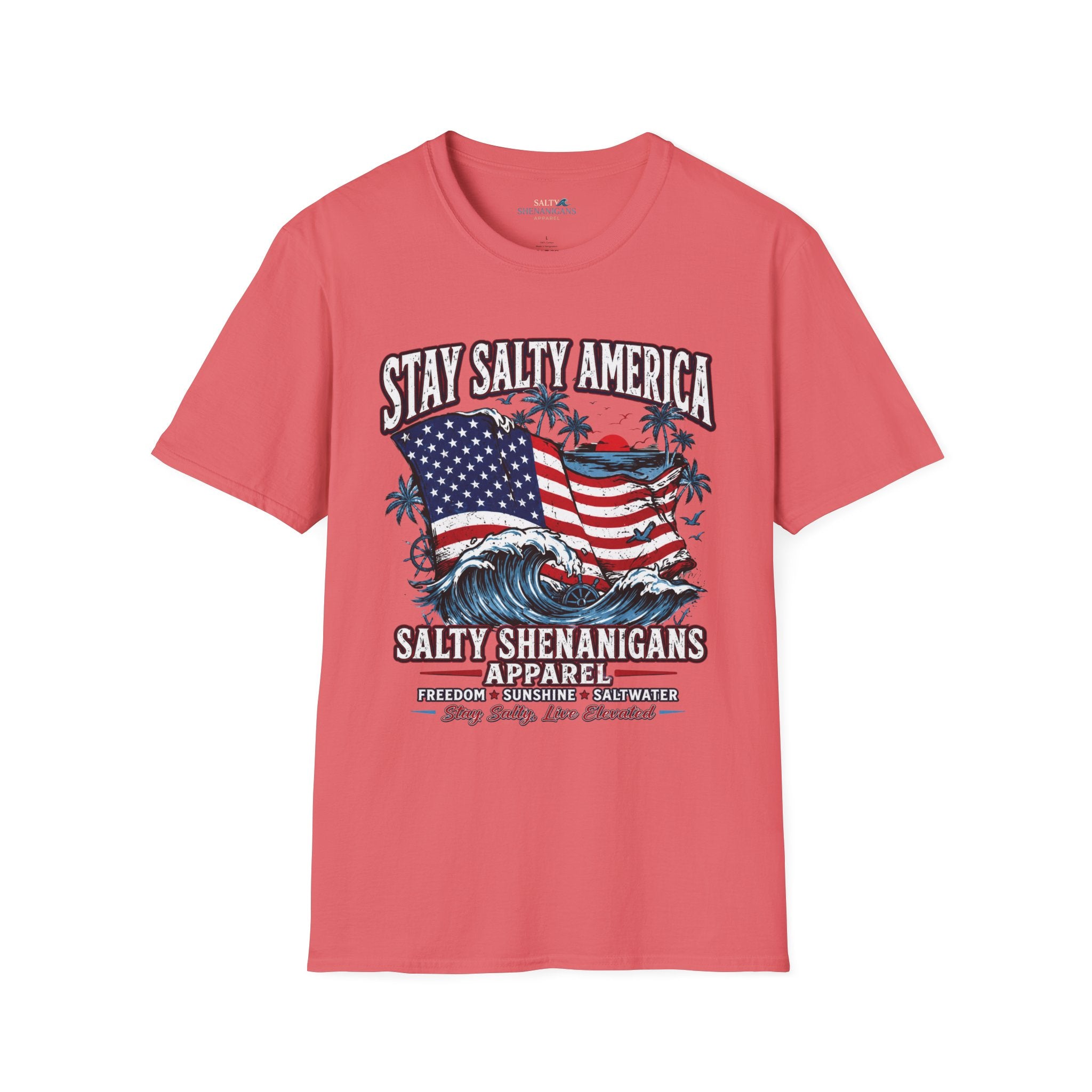 Stay Salty America Premium Beach Tee | Patriotic Coastal Graphic Shirt Printify
