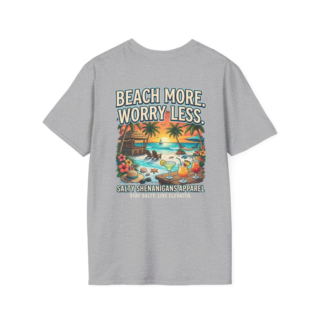 Beach More. Worry Less. Coastal Beach Tee Printify