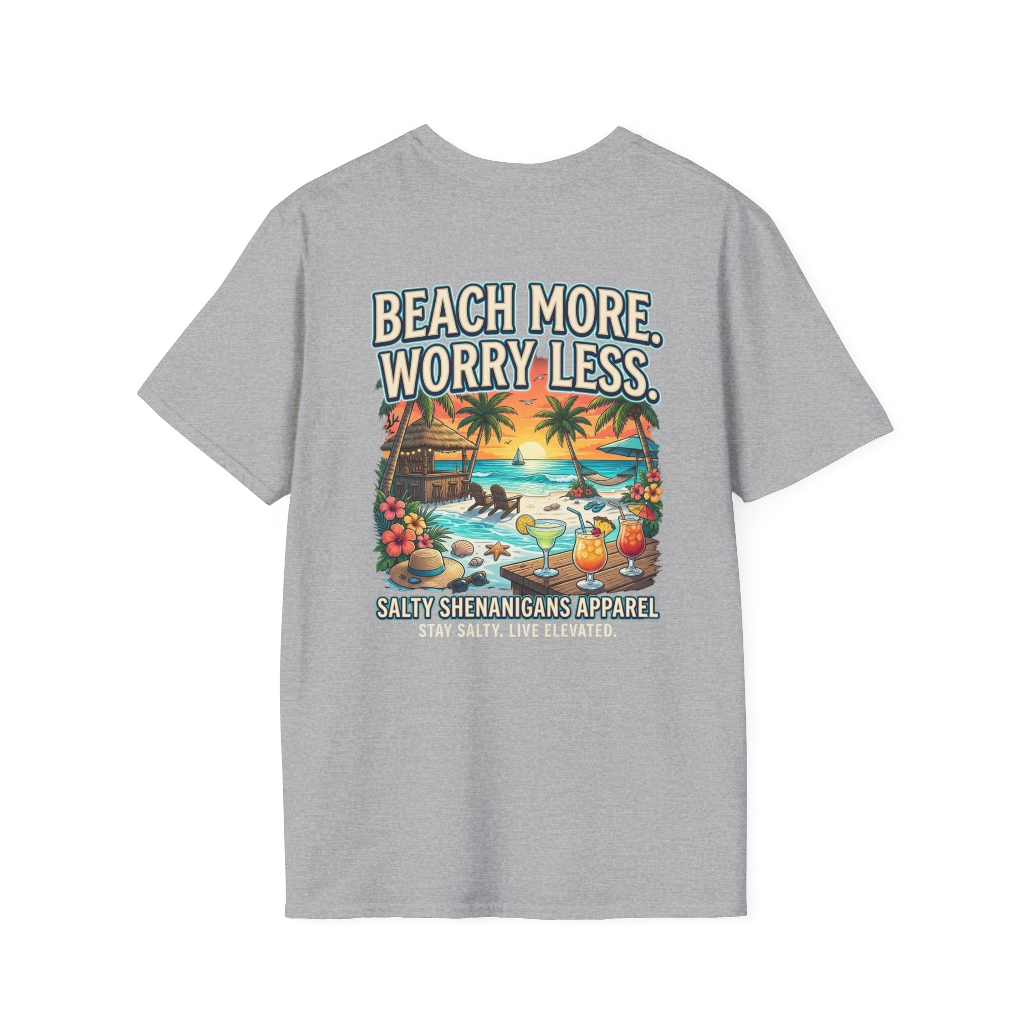 Beach More. Worry Less. Coastal Beach Tee Printify
