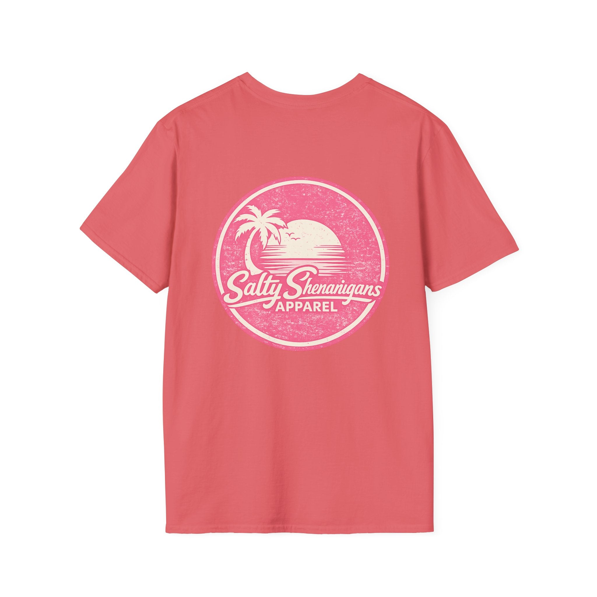 Salty Shenanigans Sunset Palm Pink T-Shirt Printify