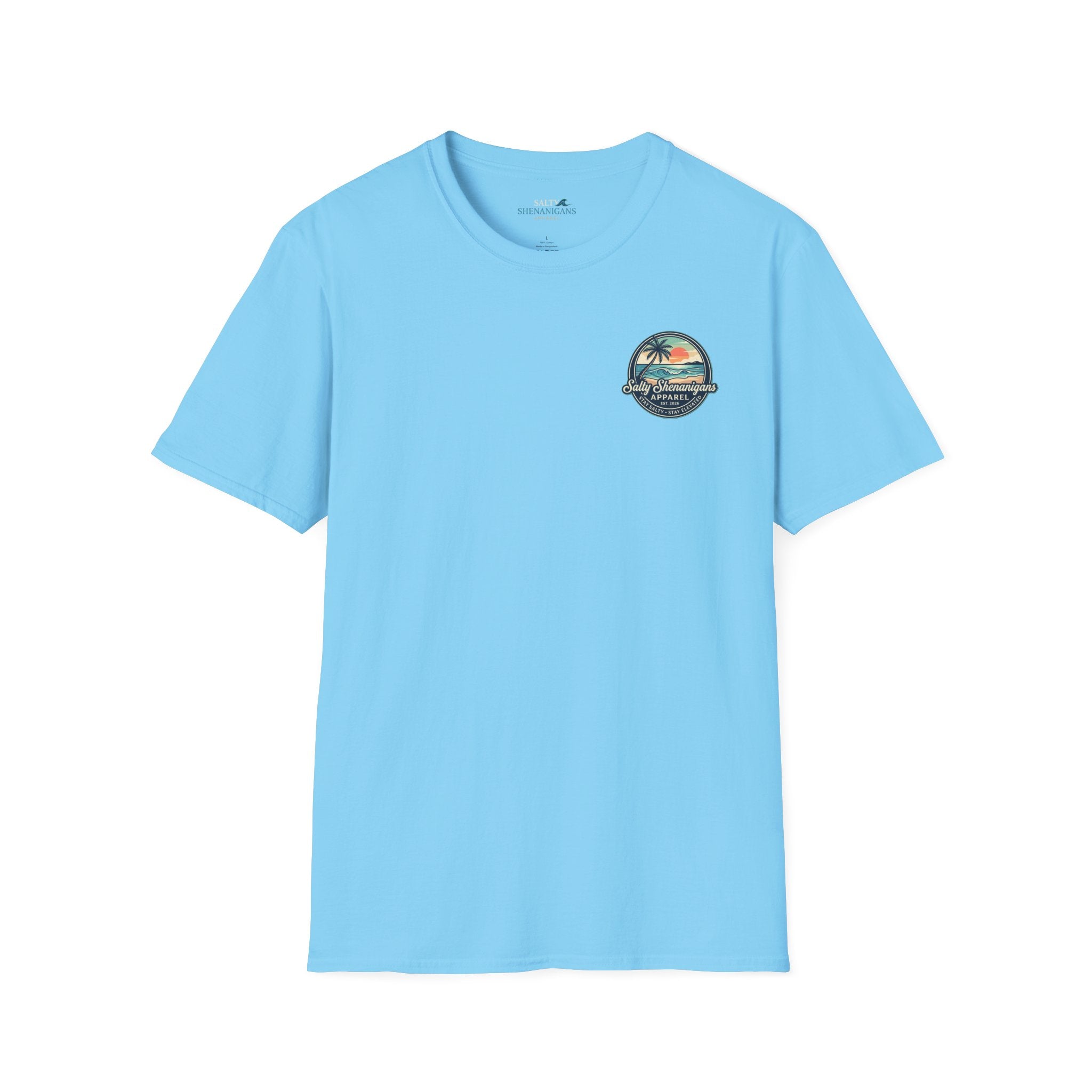 Salty Shenanigans Vintage Coastal Sunset Logo Printify
