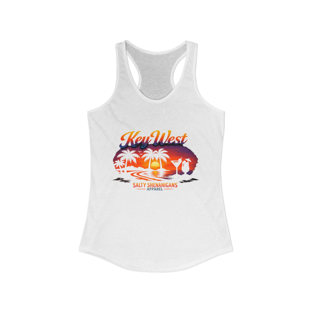 Women's Salty Shenanigans Key West Palm Racerback Tank Printify