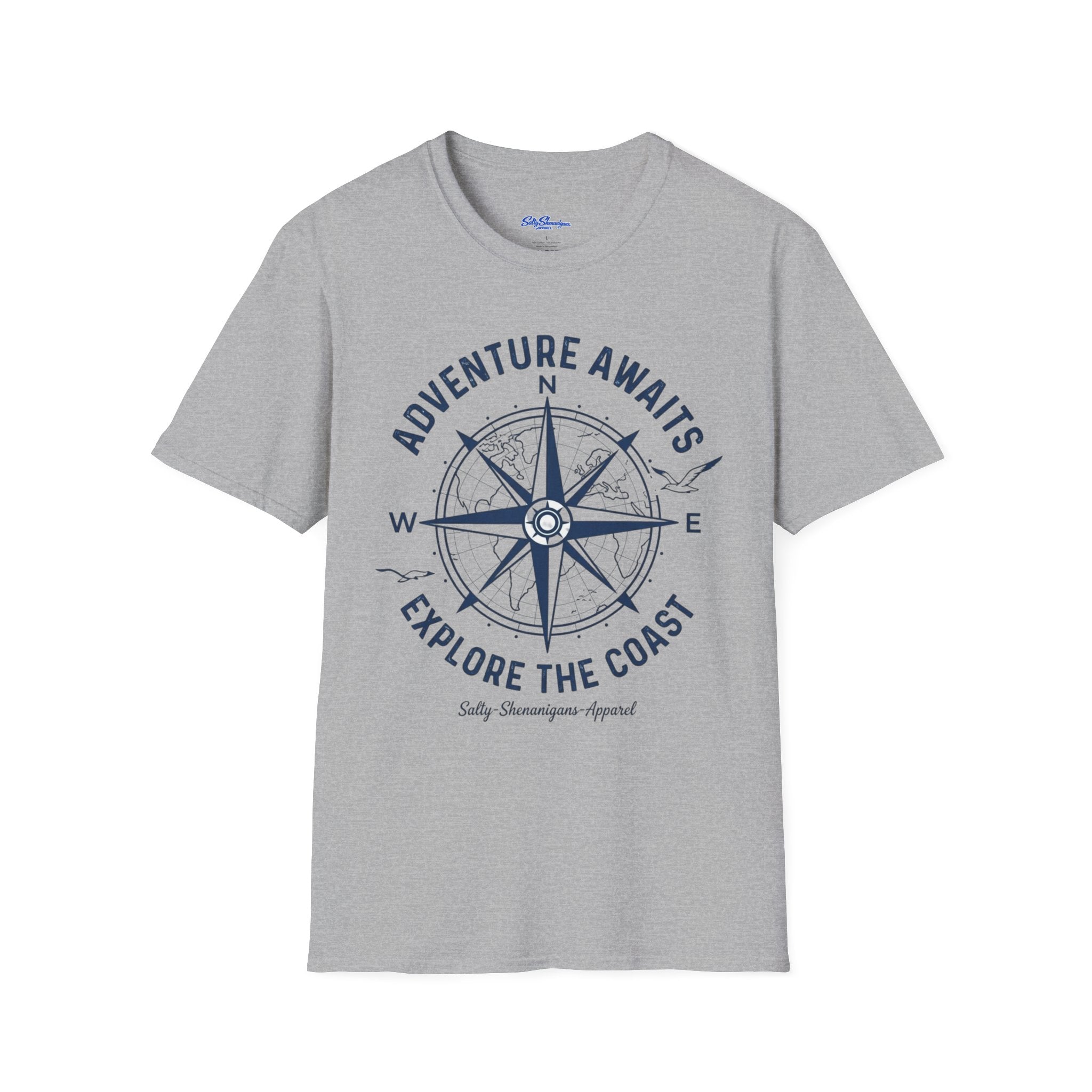 Salty Shenanigans Apparel Adventure Awaits T-Shirt Printify