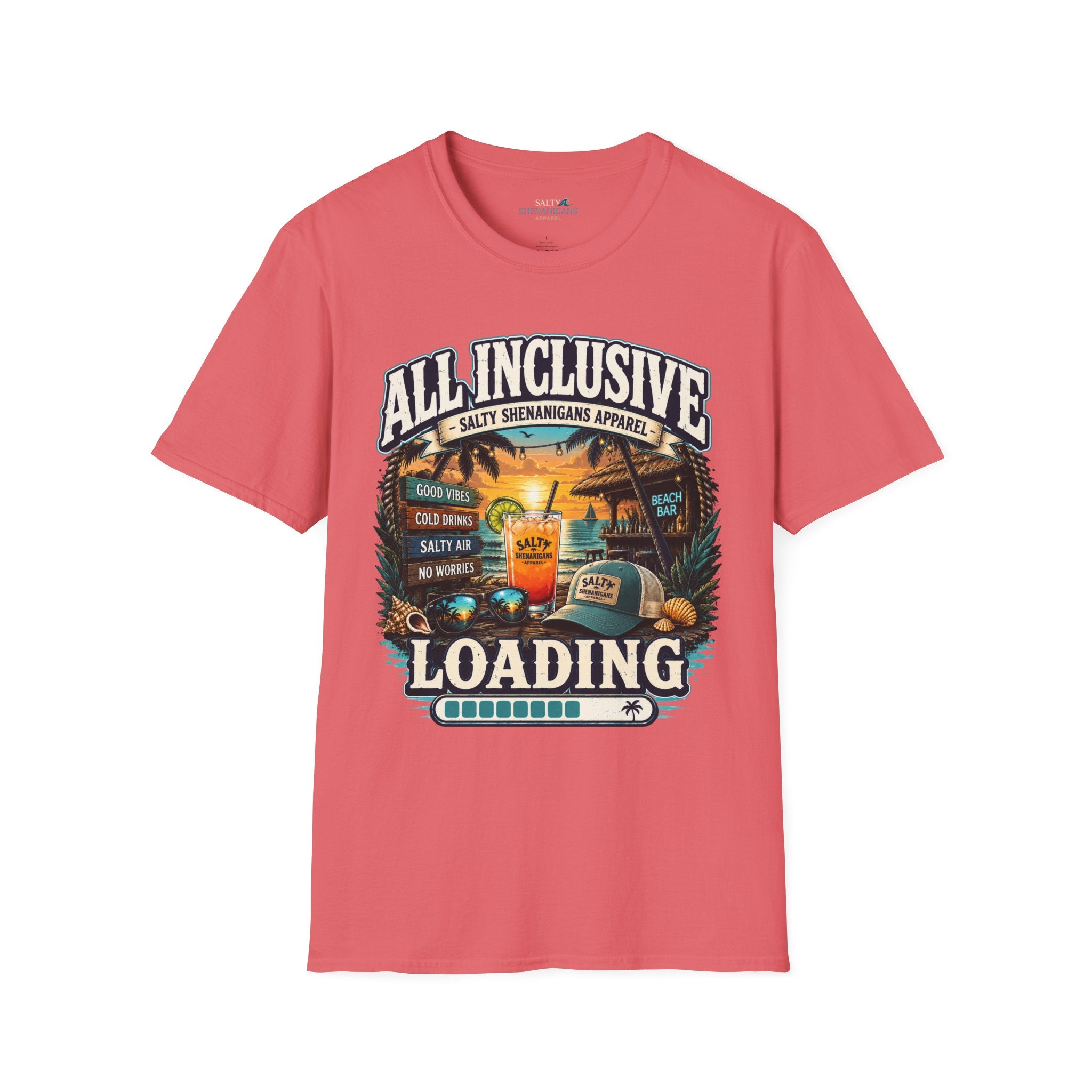 All Inclusive Loading Beach Vacation T-Shirt Printify