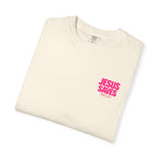 Jesus Saves T‑Shirt — Bold Pink Faith Graphic Tee Printify