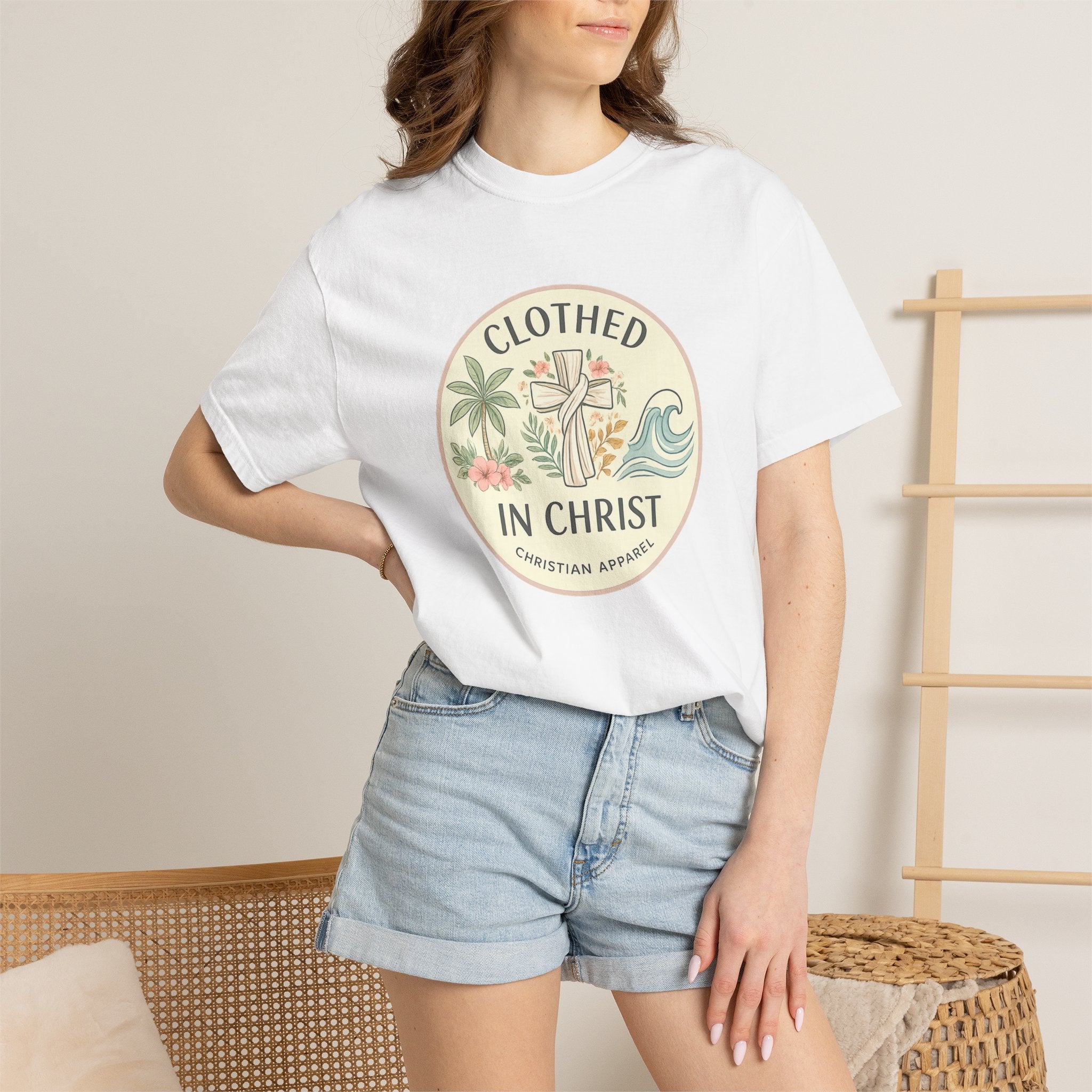 Clothed in Christ Graphic T-Shirt — Christian Faith Tee Printify