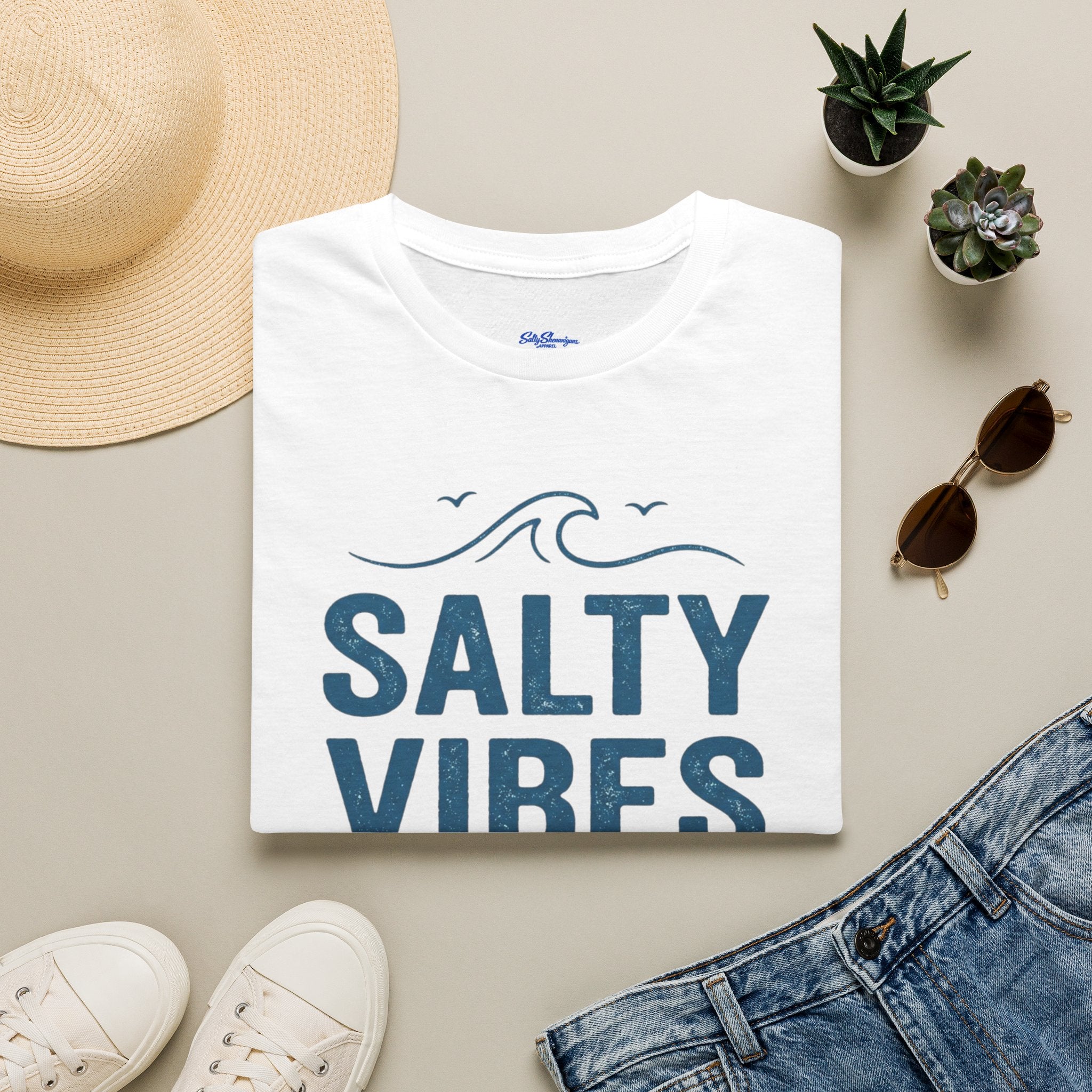 Salty Shenanigans Apparel Salty Vibes Only T-Shirt Printify