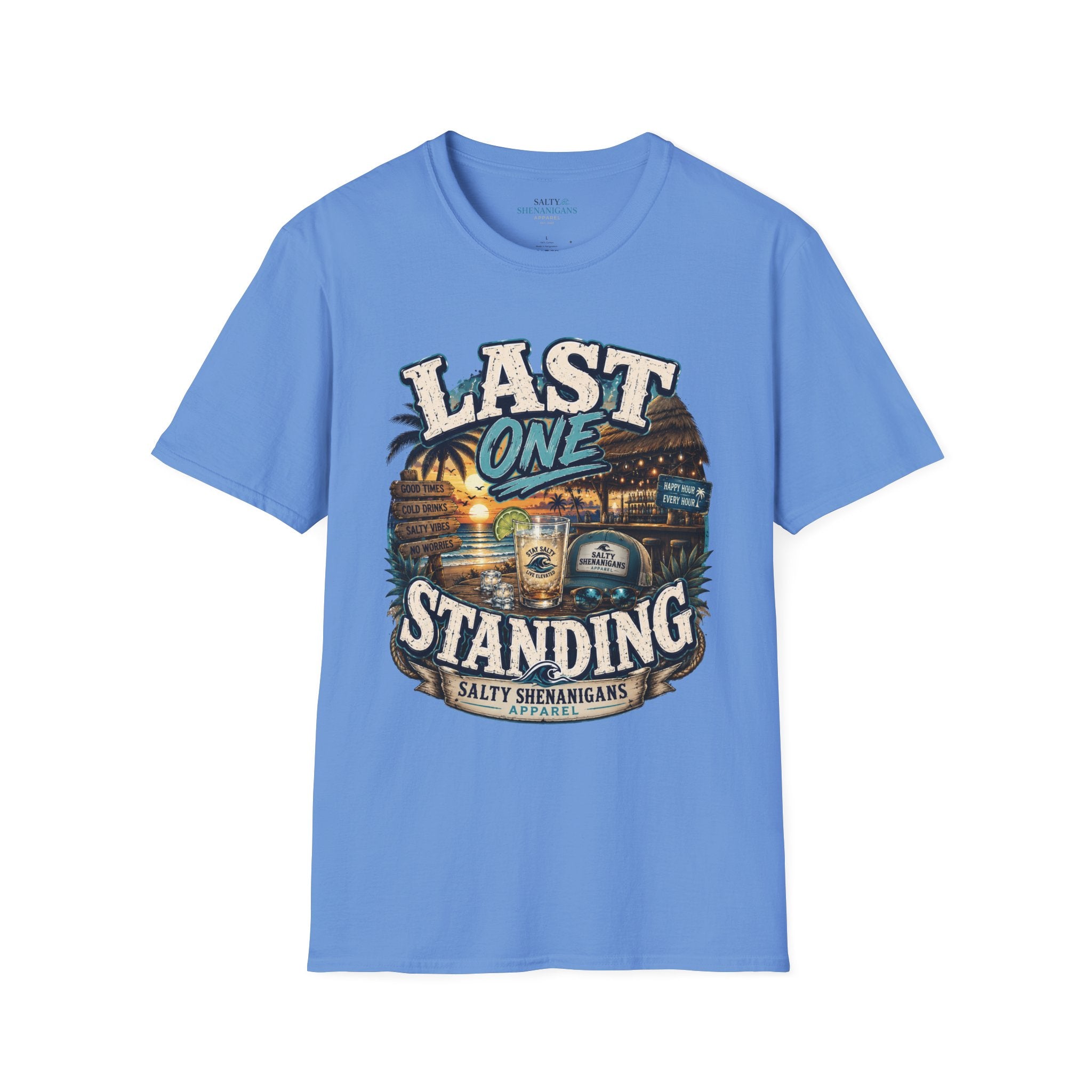Last One Standing Beach Bar Graphic Tee Printify