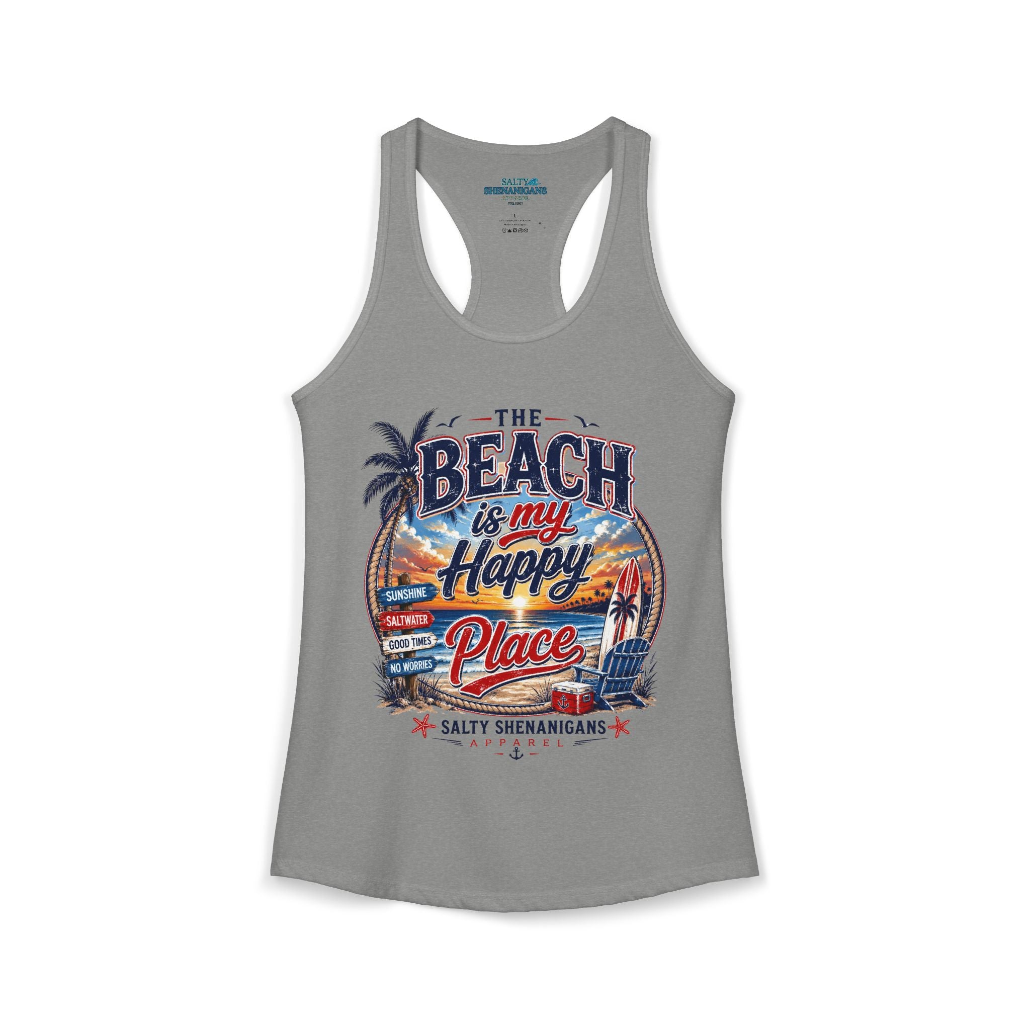 The Beach Is My Happy Place Women's Coastal Tank Top Printify