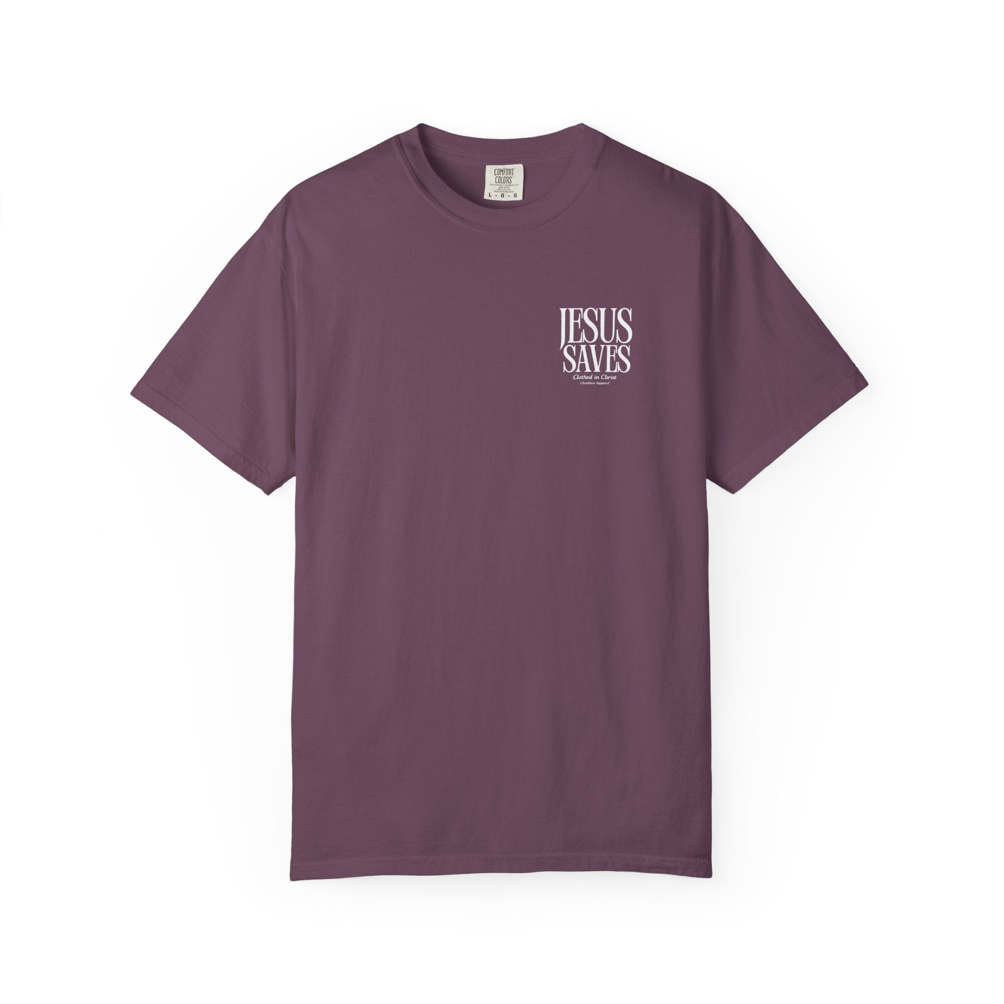 Jesus Saves T-Shirt — Minimal Embossed Religious Tee Printify
