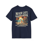 Never Late To Happy Hour Coastal Graphic Tee | Salty Shenanigans Apparel Printify