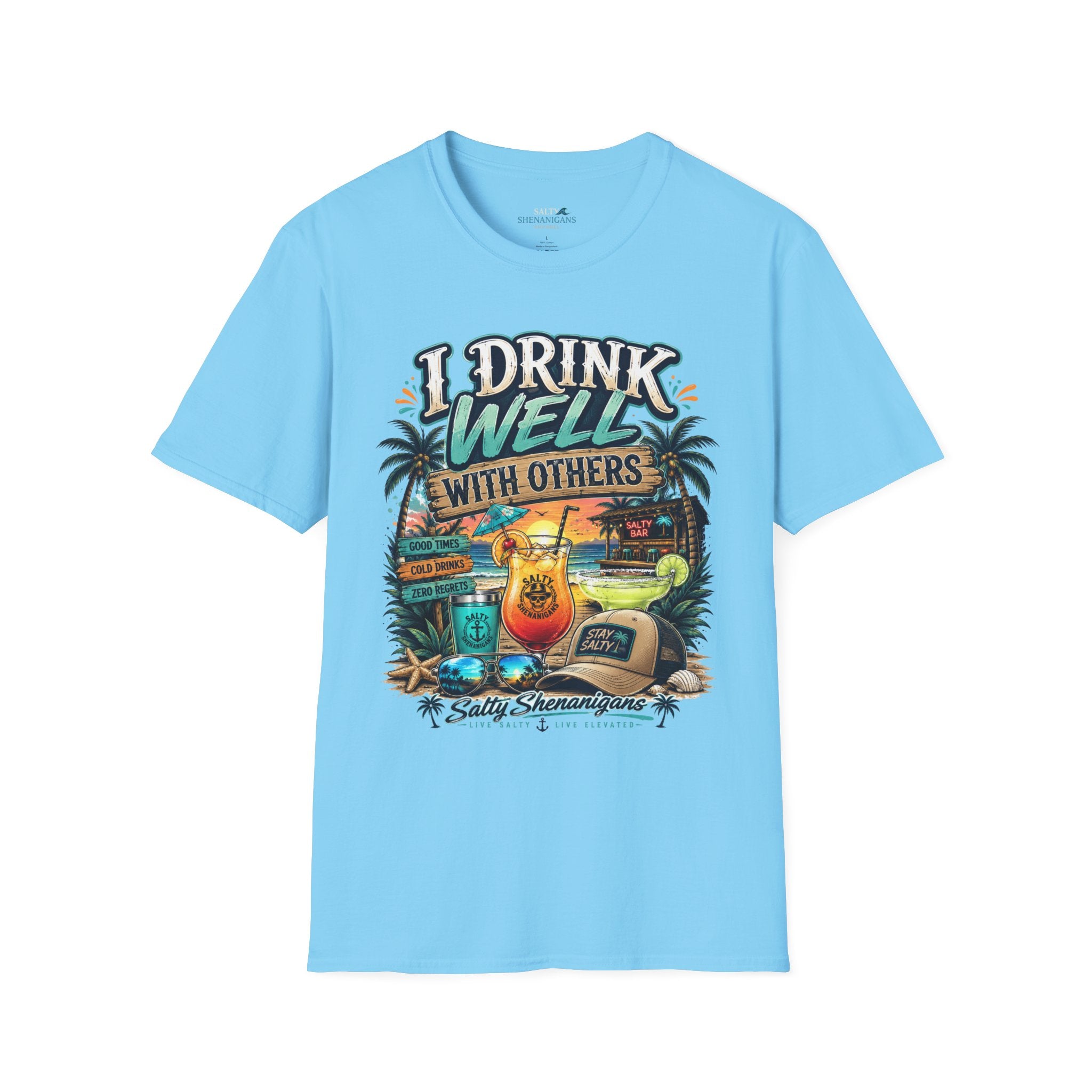 I Drink Well With Others Beach Bar Front T-Shirt Printify