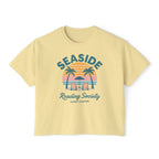 Seaside Reading Society Women's Boxy Tee — Beach Sunset Palm Graphic Printify