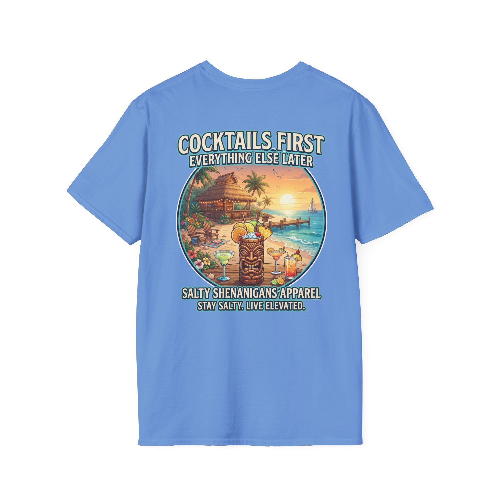 Cocktails First, Everything Else Later Beach Bar T-Shirt Printify