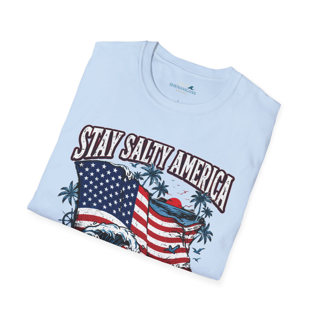 Stay Salty America Premium Beach Tee | Patriotic Coastal Graphic Shirt Printify