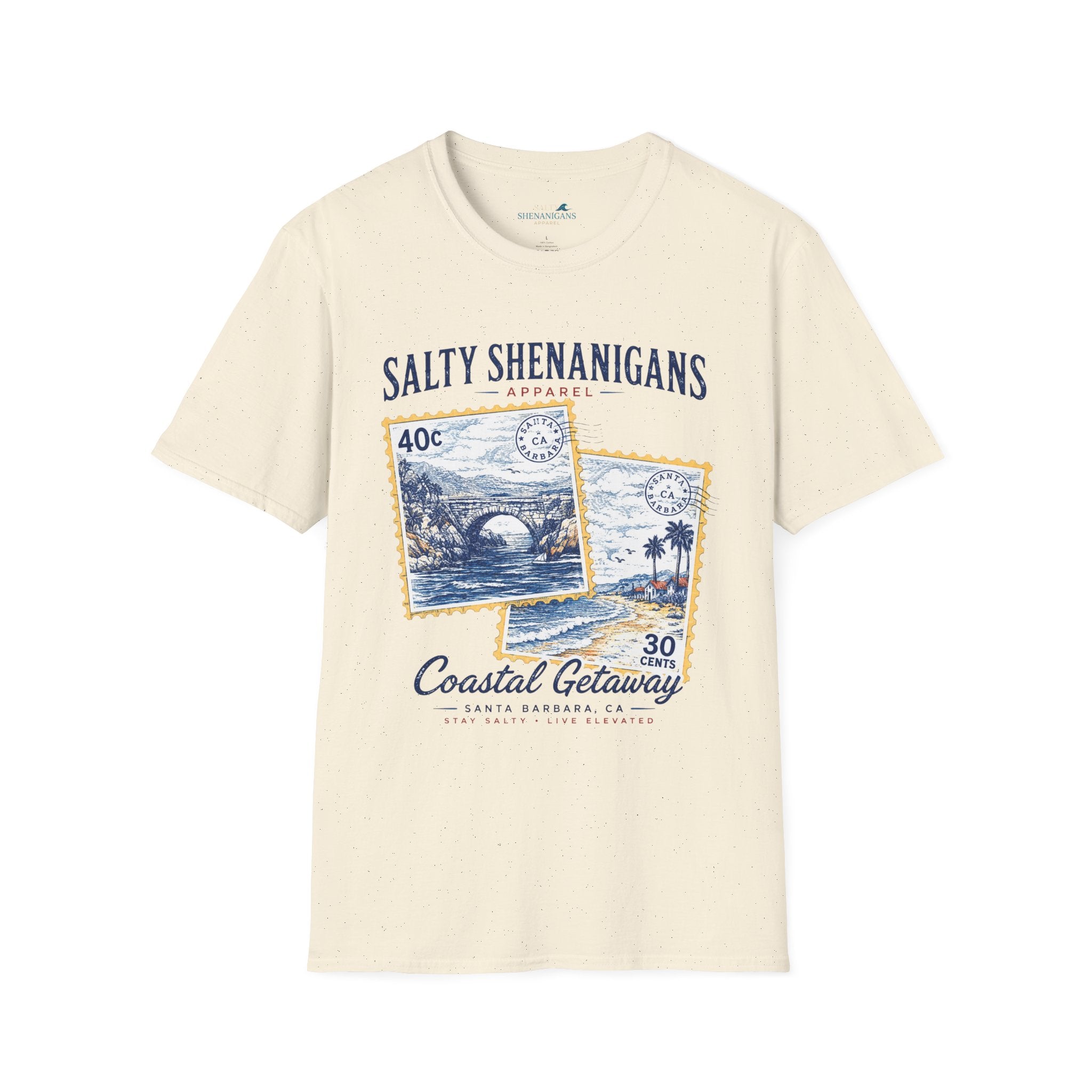 Coastal Getaway T-Shirt- Front Logo Printify