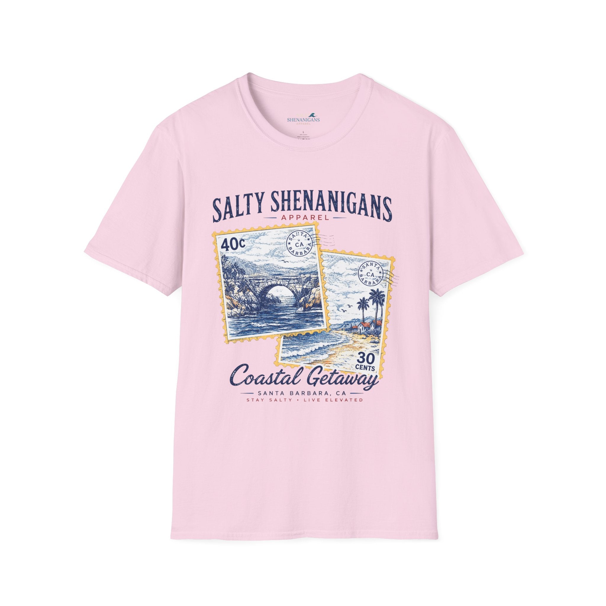Coastal Getaway T-Shirt- Front Logo Printify