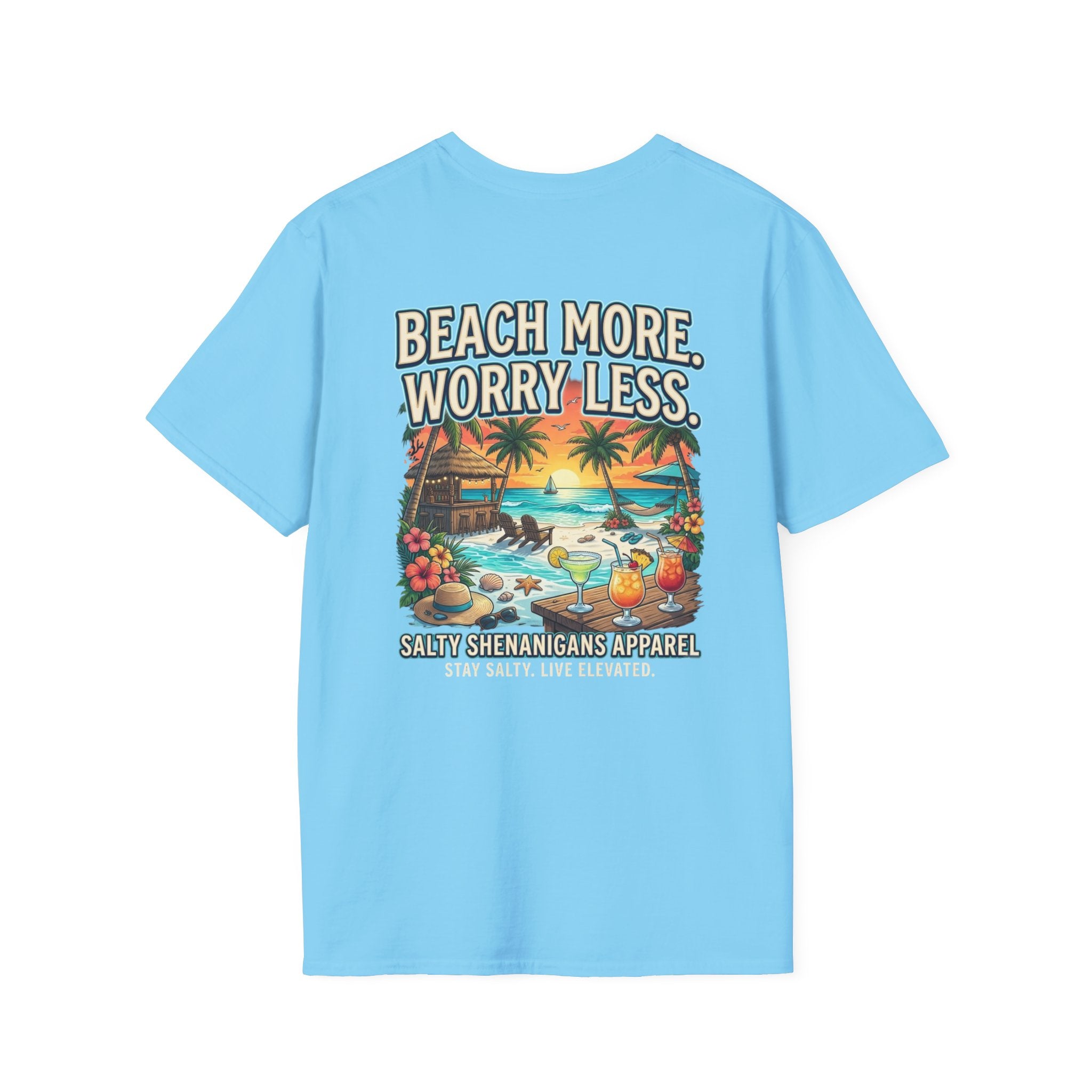Beach More. Worry Less. Coastal Beach Tee Printify