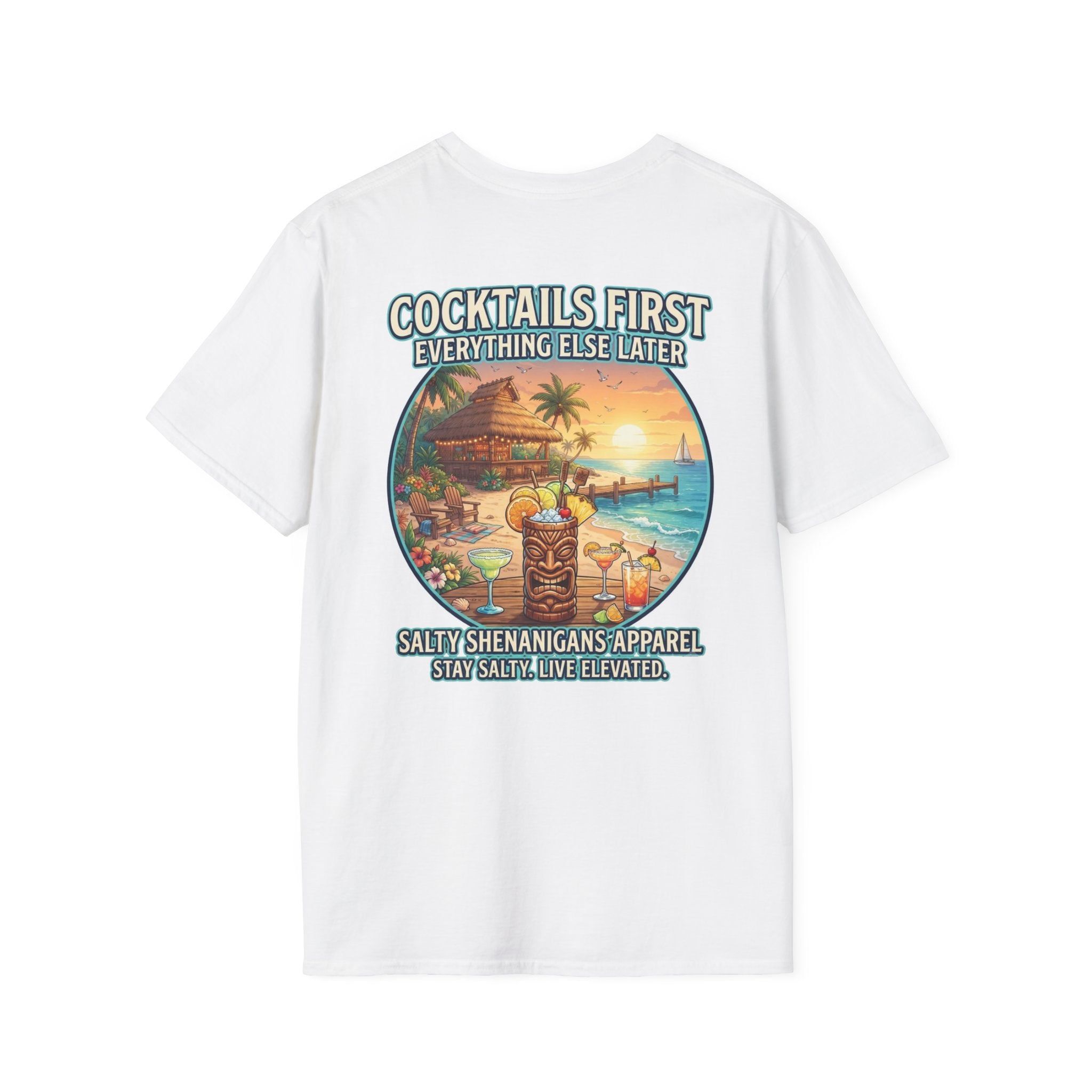 Cocktails First, Everything Else Later Beach Bar T-Shirt Printify