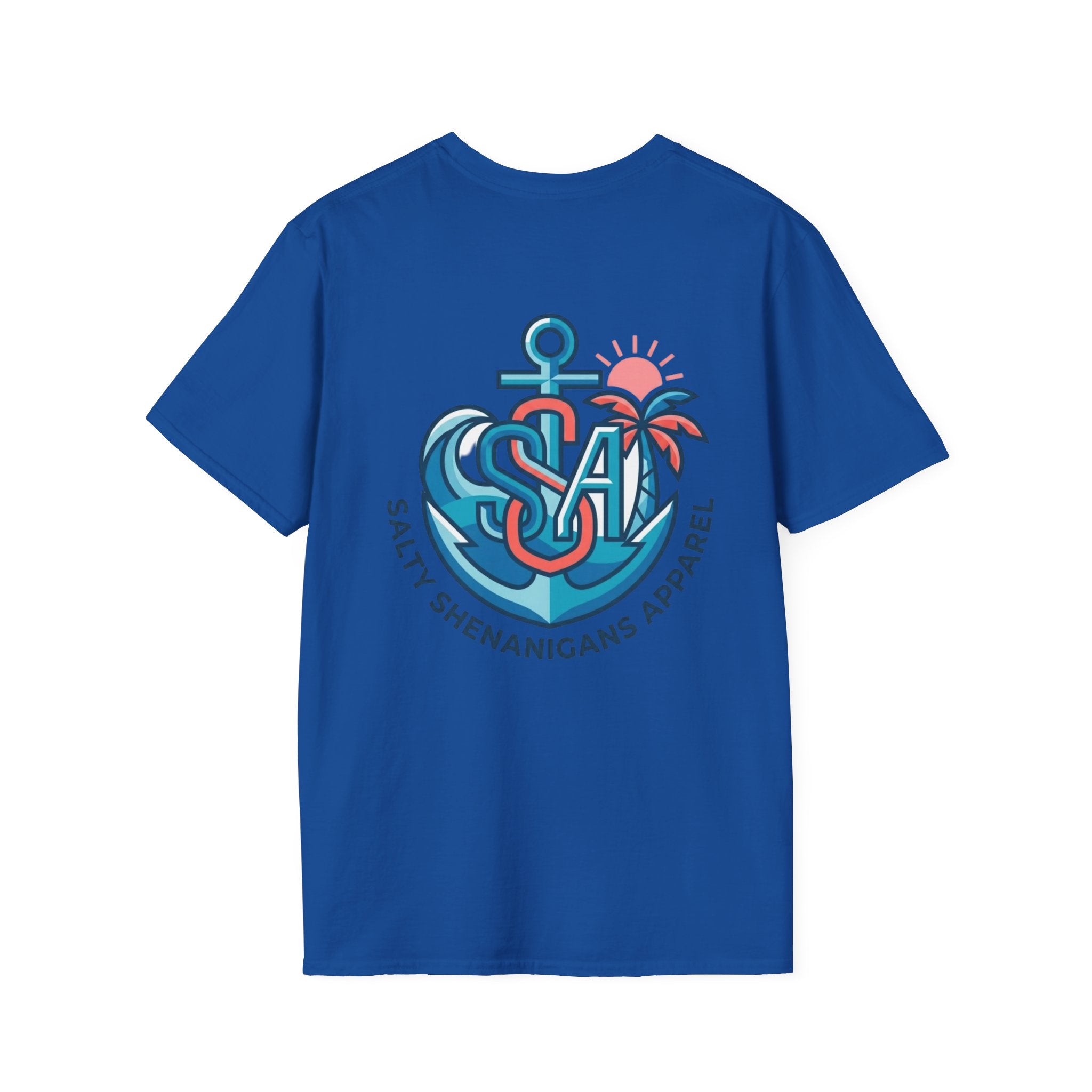 Salty Shenanigans Anchor Monogram Tee | Coastal Lifestyle T-Shirt | Gildan 64000 Softstyle Printify