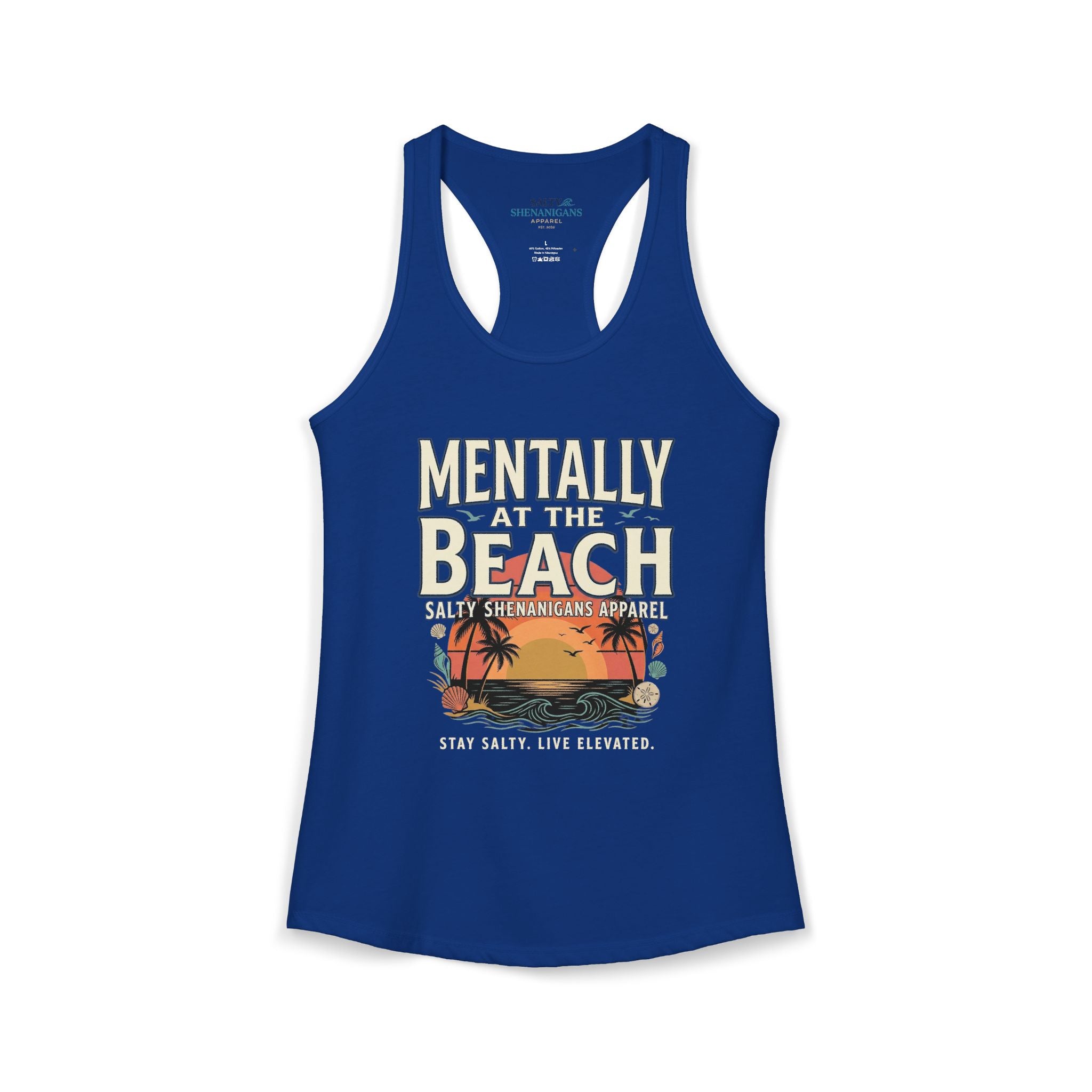 Mentally At The Beach Women's Racerback Tank Top | Salty Shenanigans Apparel Printify