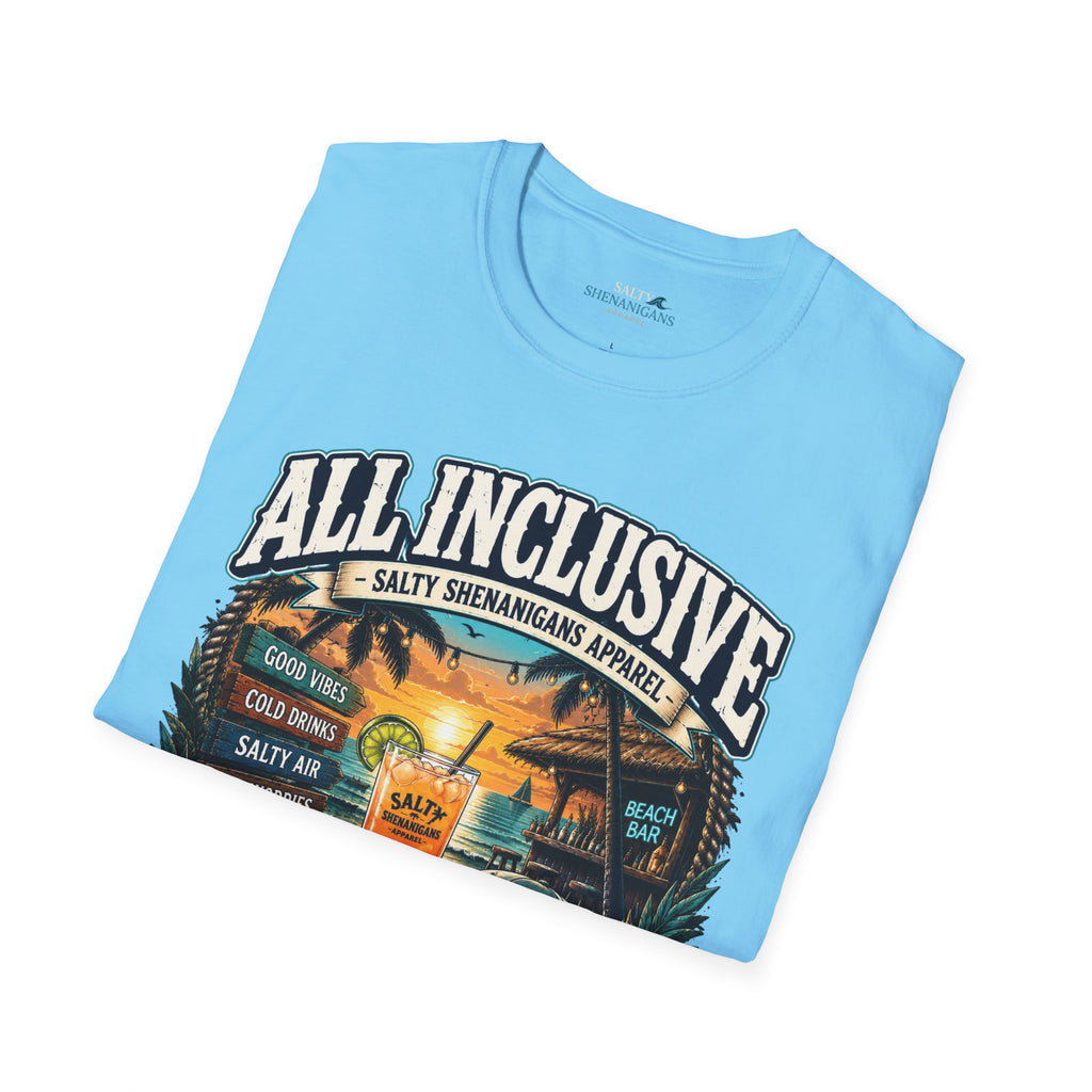 All Inclusive Loading Beach Vacation T-Shirt Printify