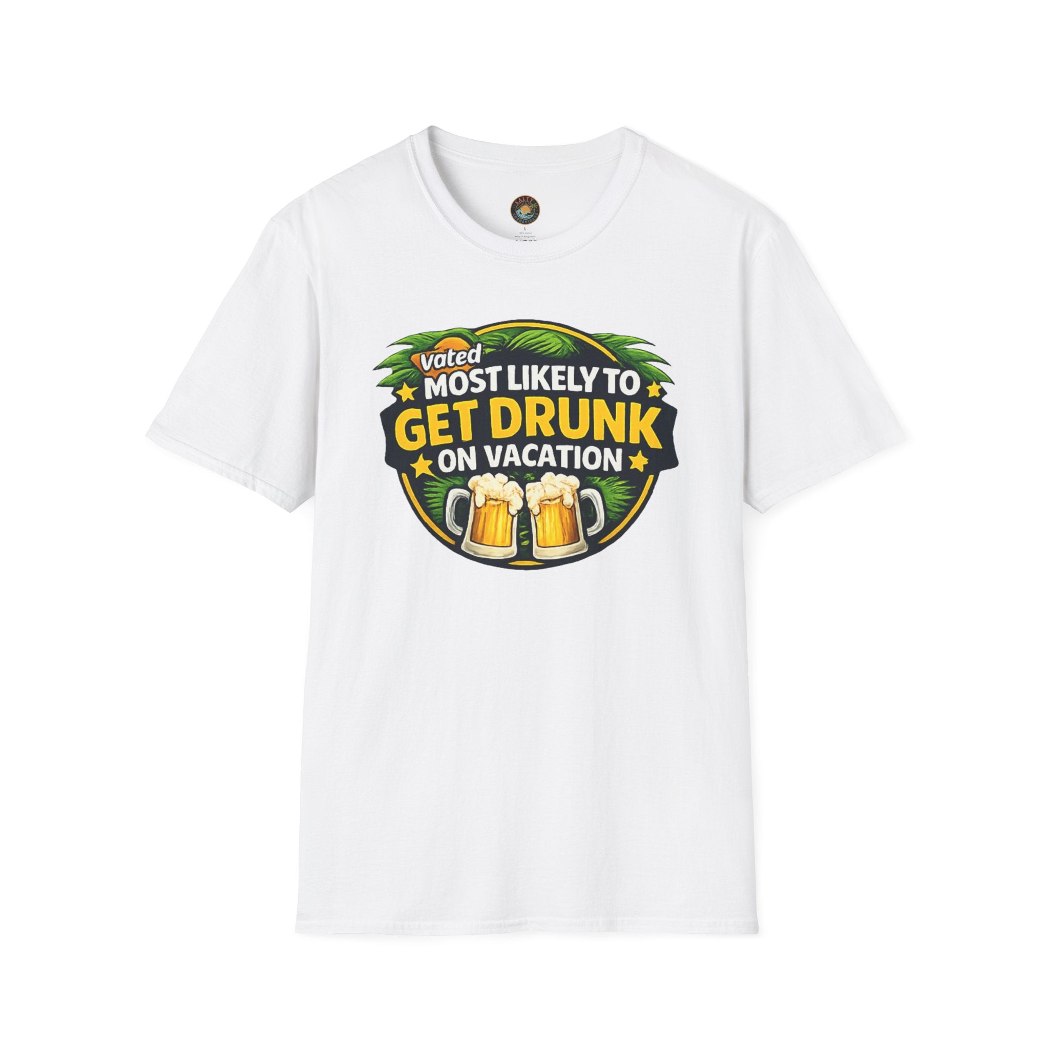 Voted Most Likely to Get Drunk on Vacation T-Shirt | Salty Shenanigans Funny Tee