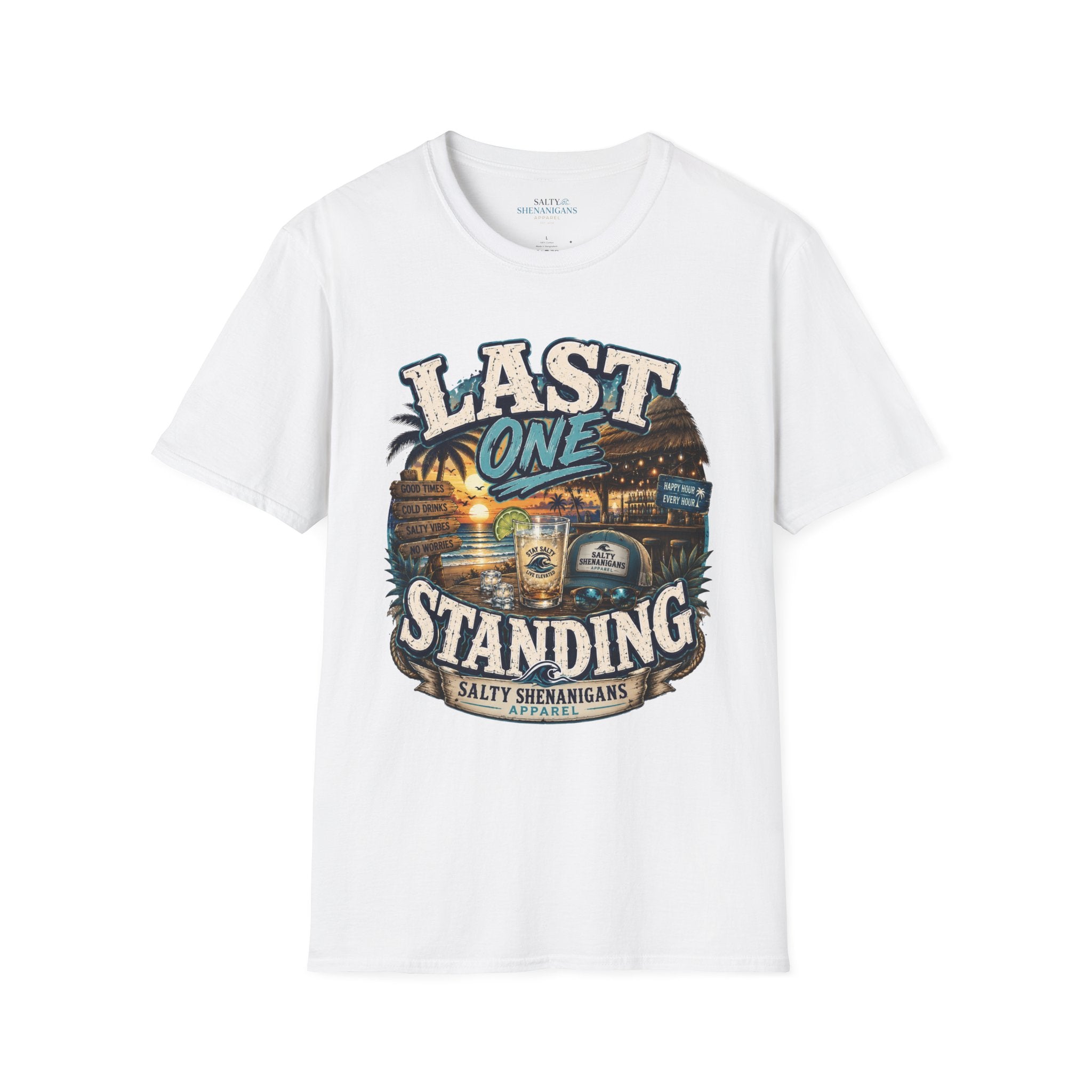 Last One Standing Beach Bar Graphic Tee Printify