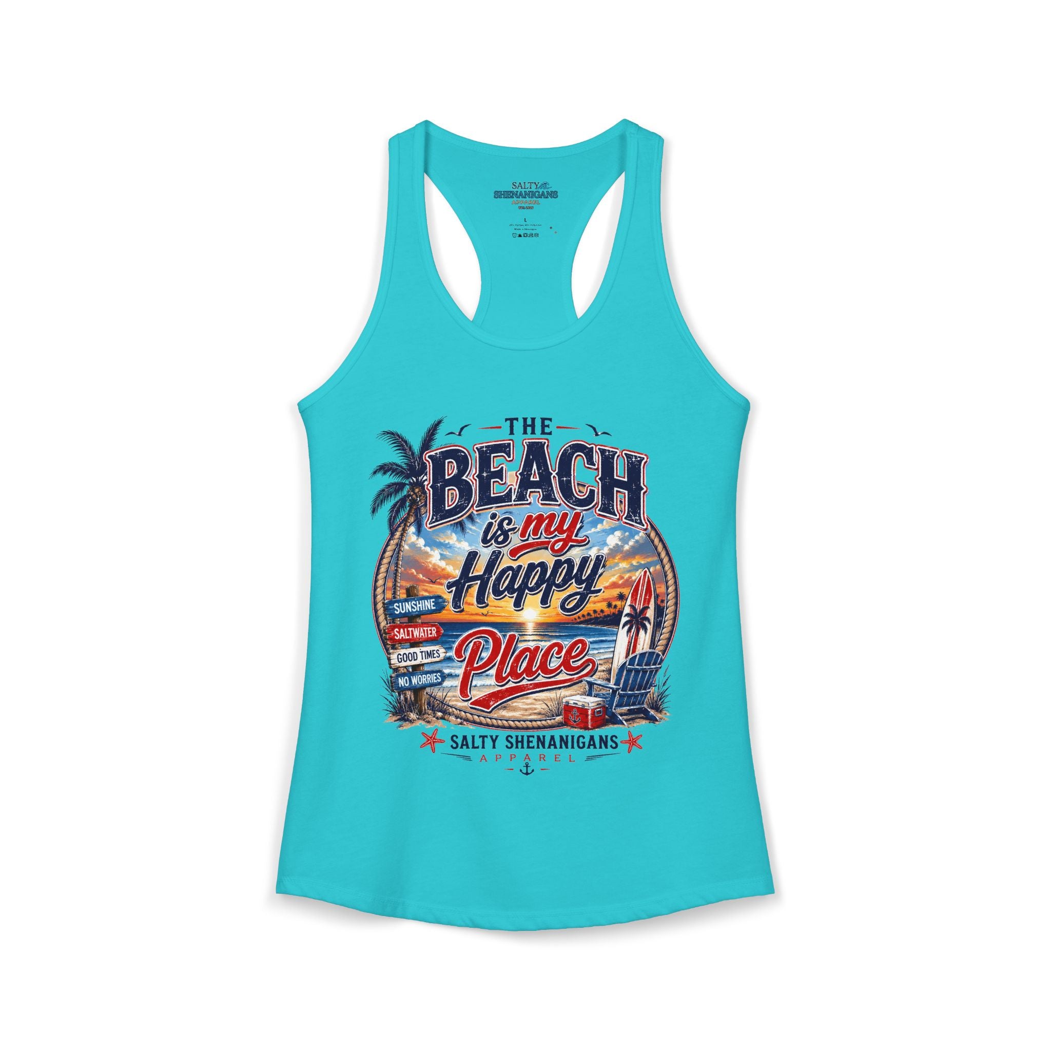 The Beach Is My Happy Place Women's Coastal Tank Top Printify