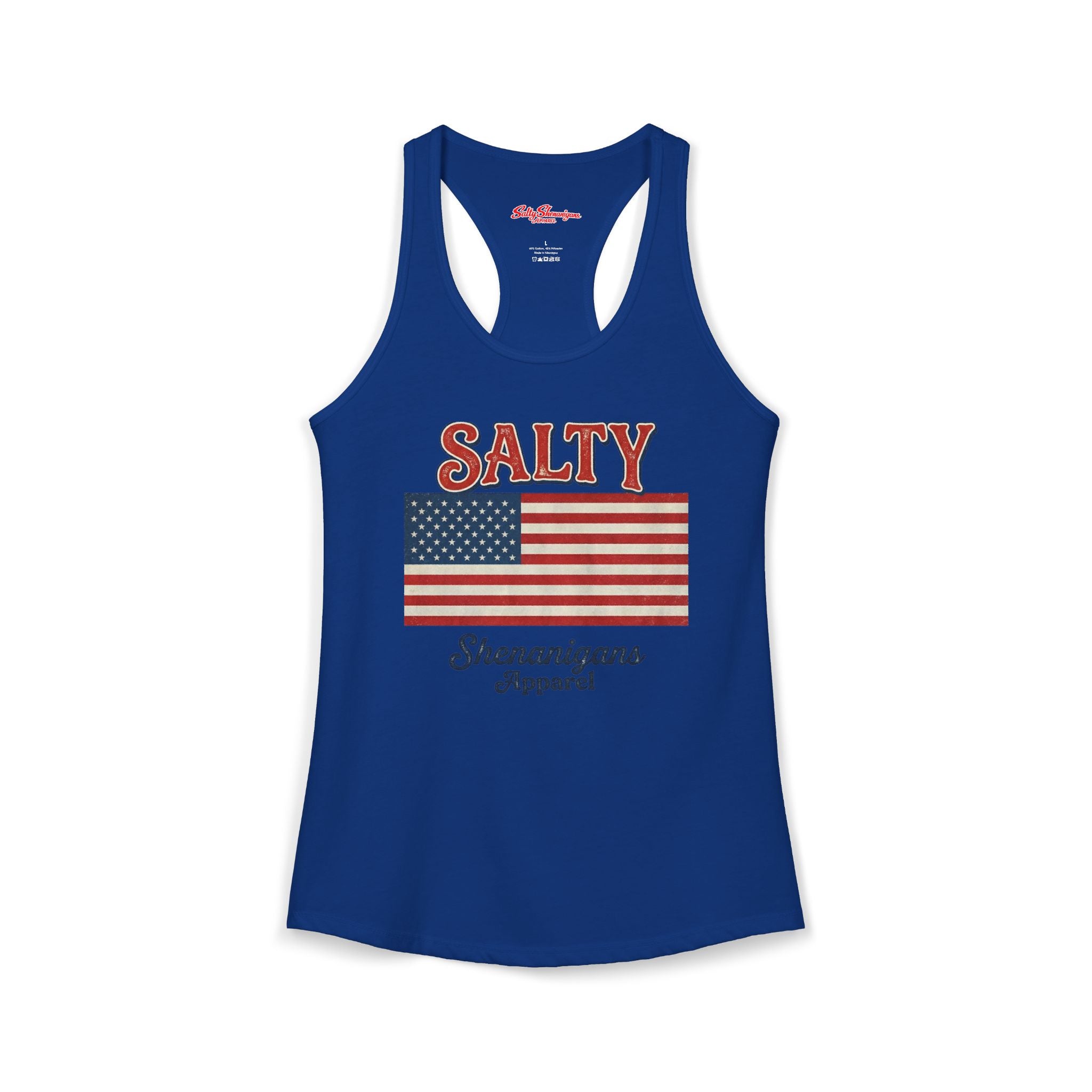 American Flag Salty Shenanigans Apparel Ideal Racerback Tank Printify