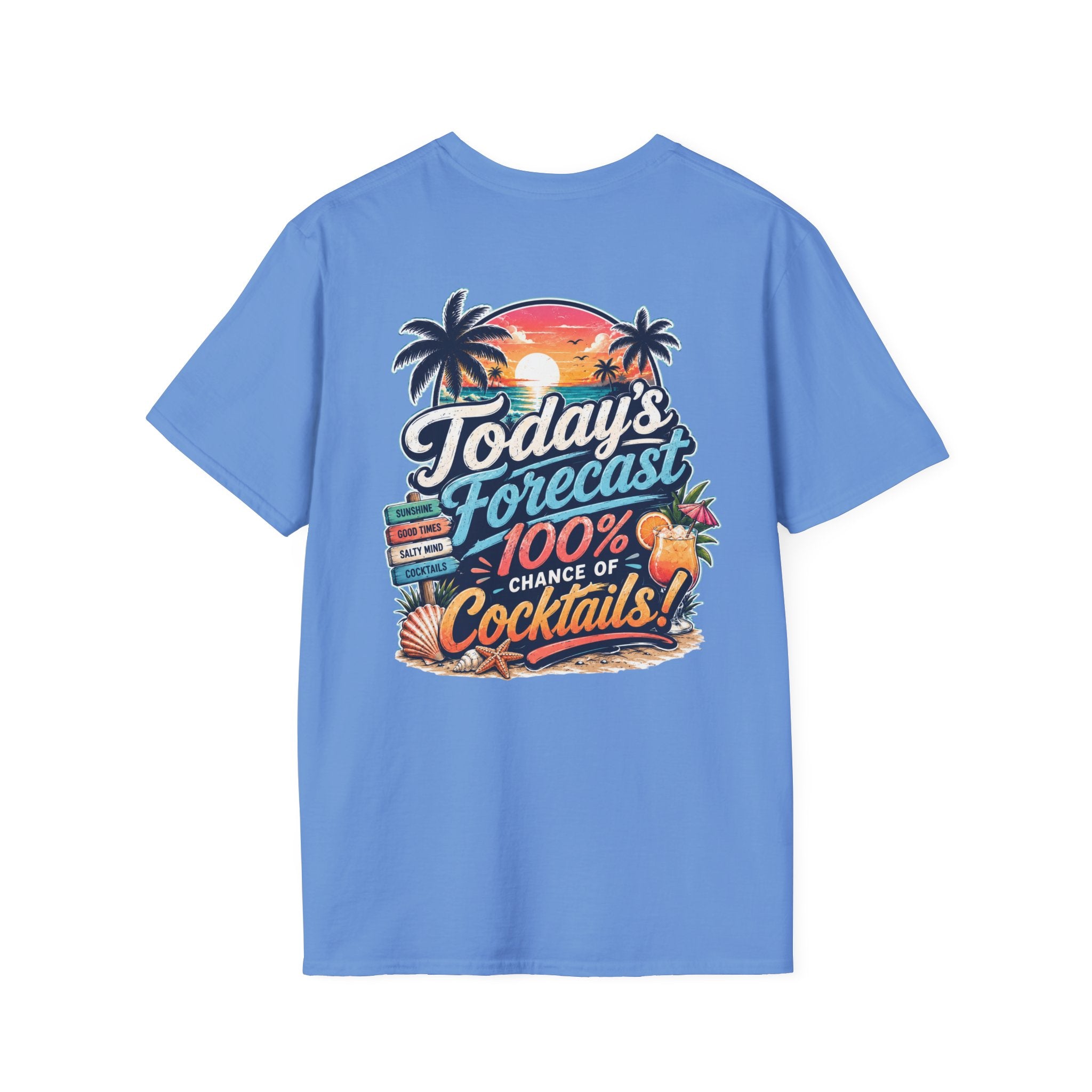 Today's Forecast: 100% Cocktails Funny Beach T-Shirt Printify