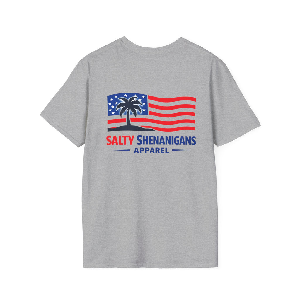 Salty Shenanigans Apparel USA Flag Palm T-Shirt Printify