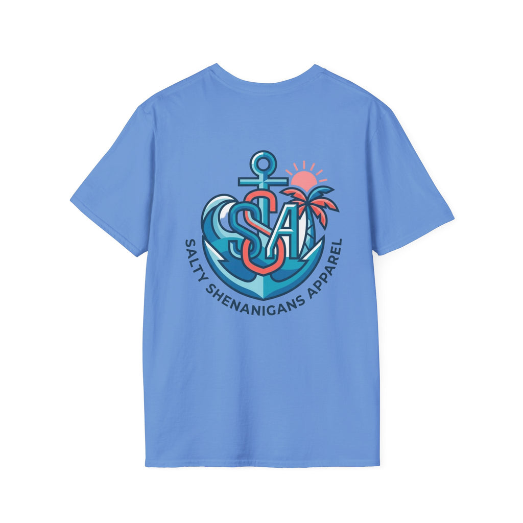 Salty Shenanigans Anchor Monogram Tee | Coastal Lifestyle T-Shirt | Gildan 64000 Softstyle Printify