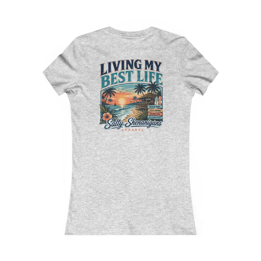 Living My Best Life Sunset Tee | Bella+Canvas Women's Beach Vacation T-Shirt Printify