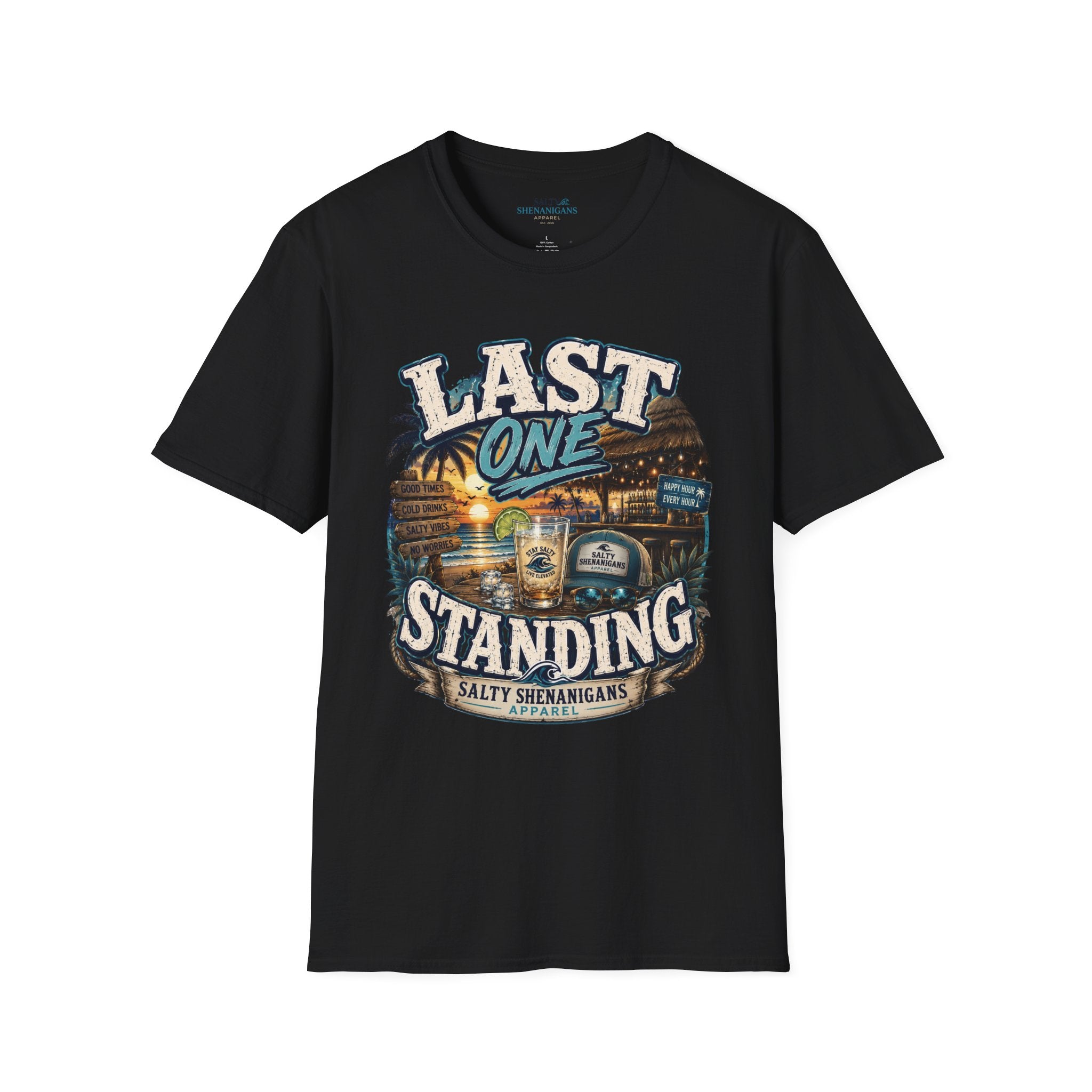 Last One Standing Beach Bar Graphic Tee Printify