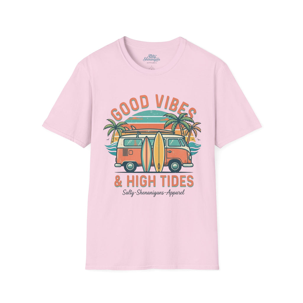 Good Vibes High Tides Beach Shirt | Coastal Surf Lifestyle Tee Printify