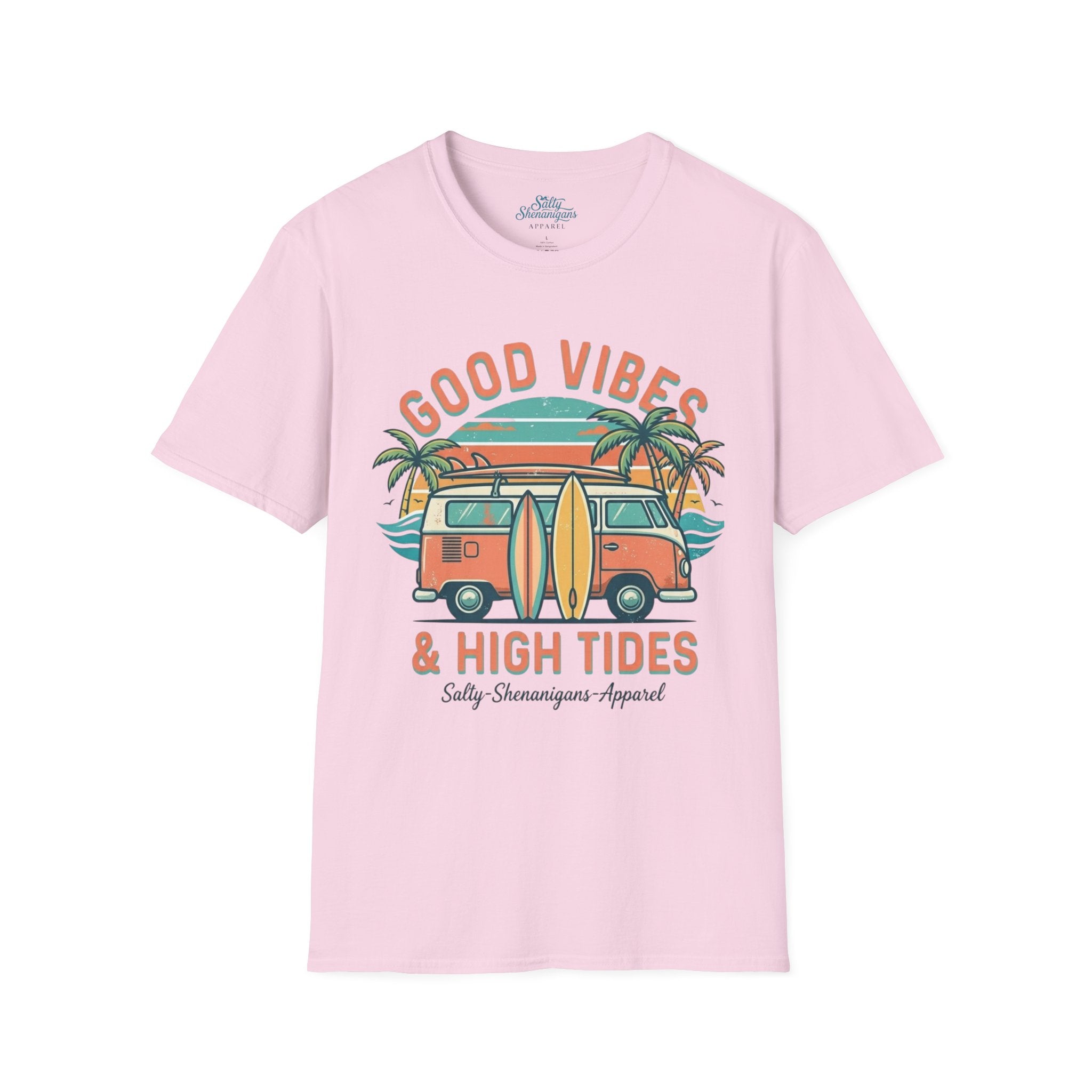 Good Vibes High Tides Beach Shirt | Coastal Surf Lifestyle Tee Printify