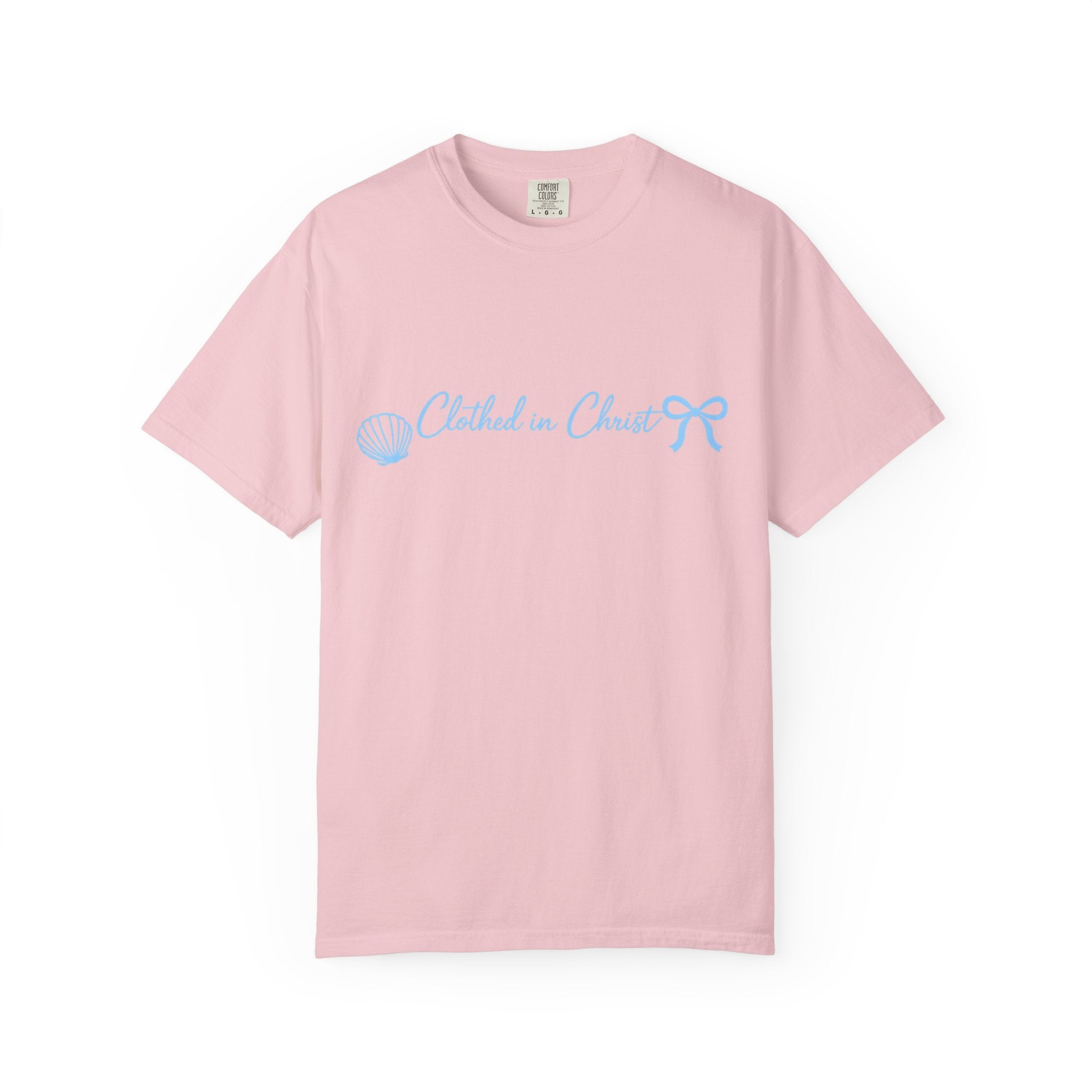 Clothed in Christ Coastal T-Shirt- Blue Print Printify