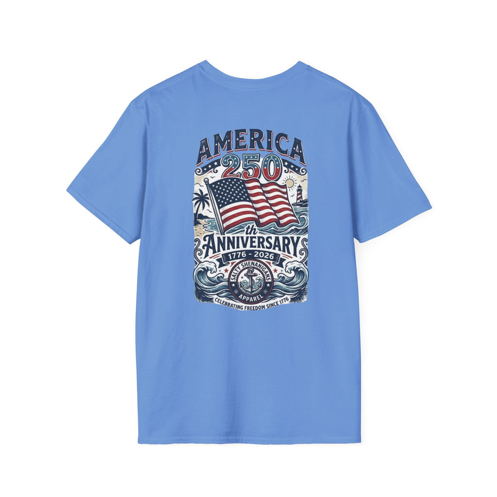 Salty Shenanigans Apparel America 250 Beach Palm T-Shirt Printify