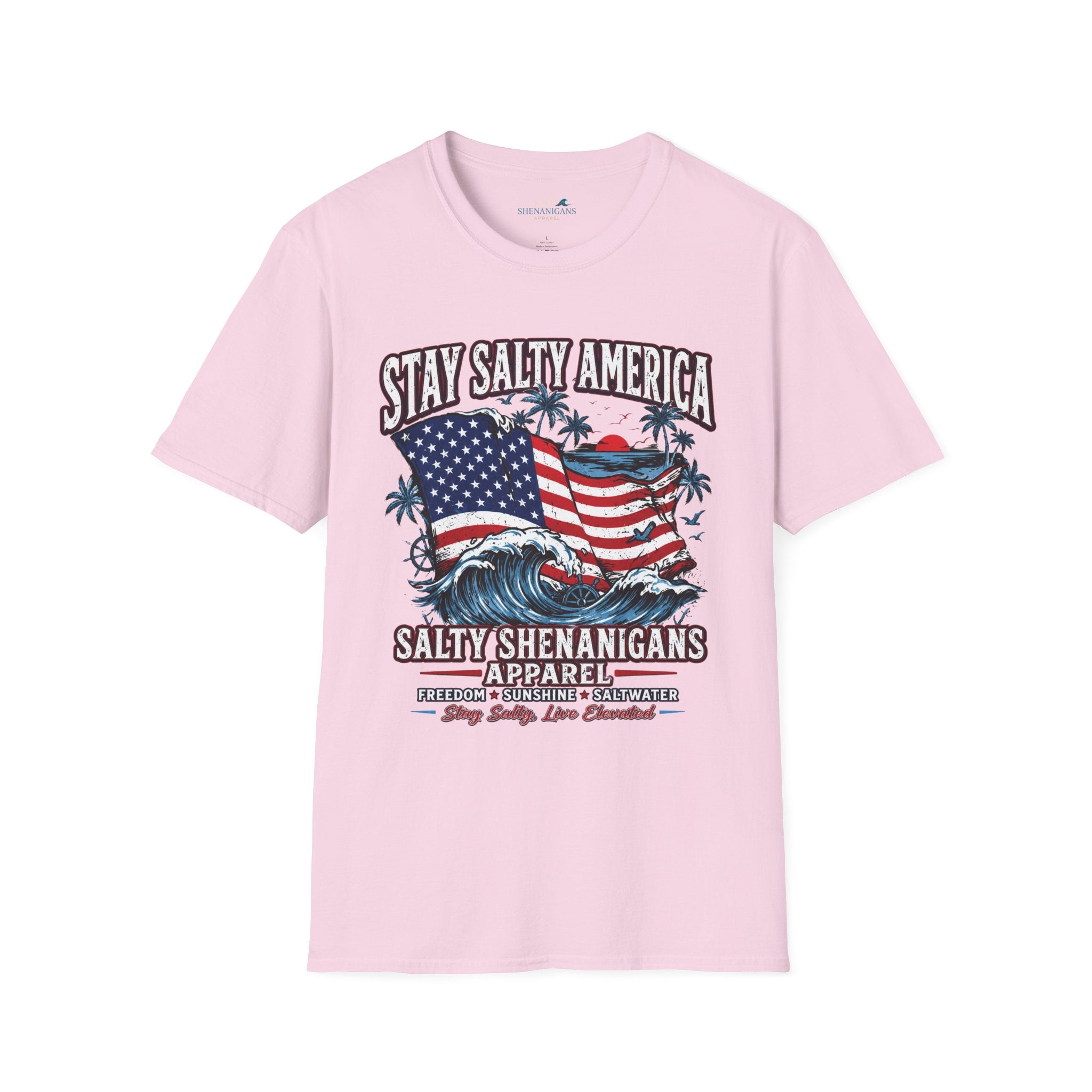 Stay Salty America Premium Beach Tee | Patriotic Coastal Graphic Shirt Printify