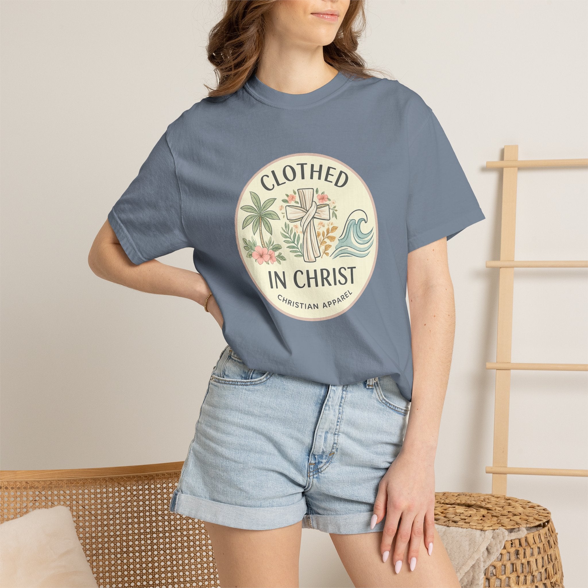 Clothed in Christ Graphic T-Shirt — Christian Faith Tee Printify