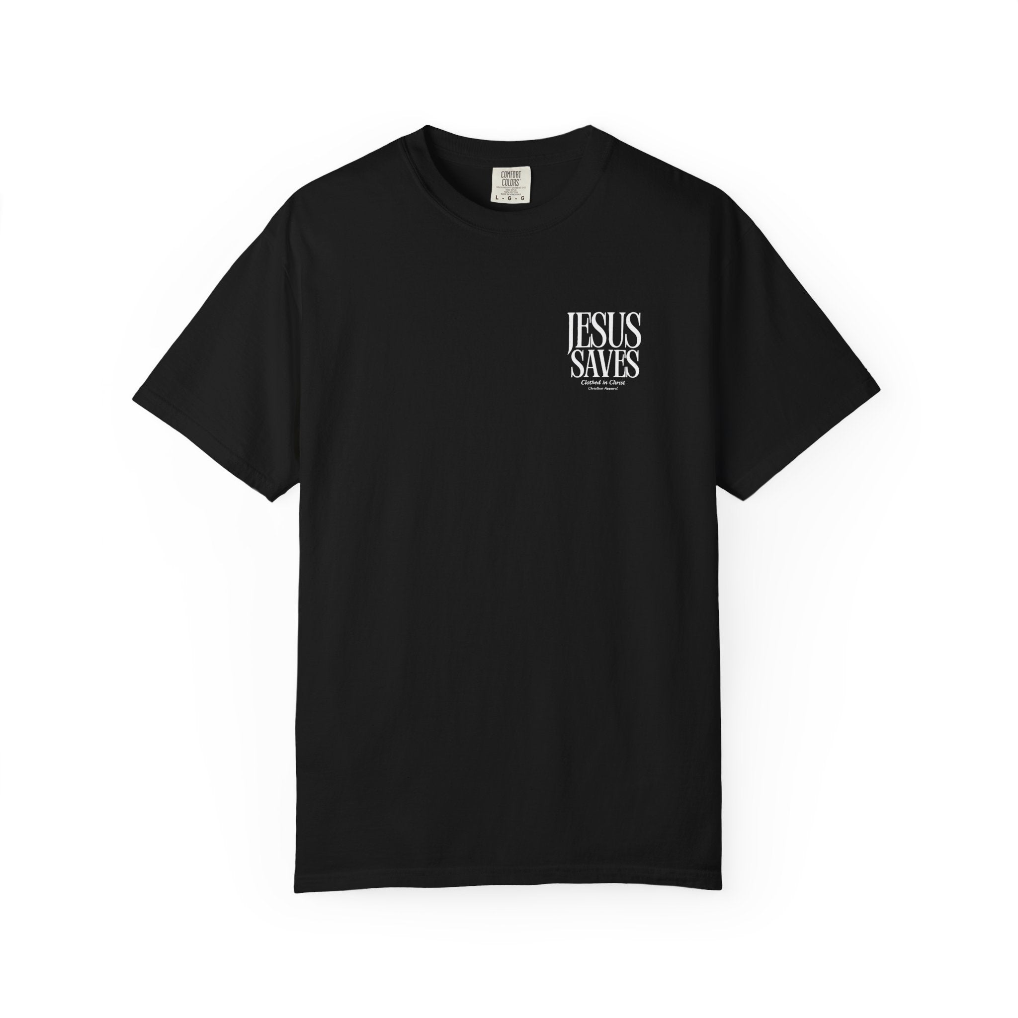 Jesus Saves T-Shirt — Minimal Embossed Religious Tee Printify
