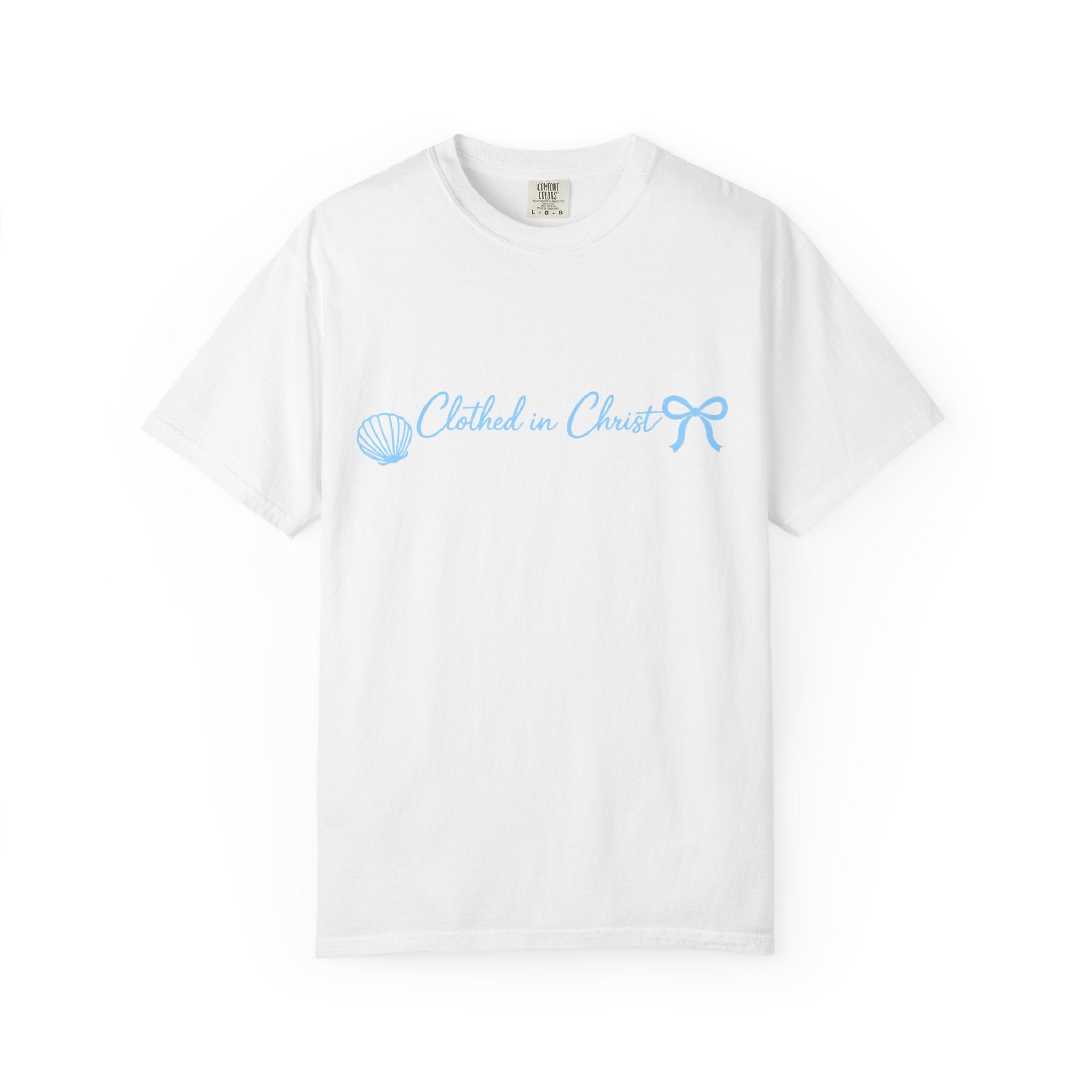 Clothed in Christ Coastal T-Shirt- Blue Print Printify