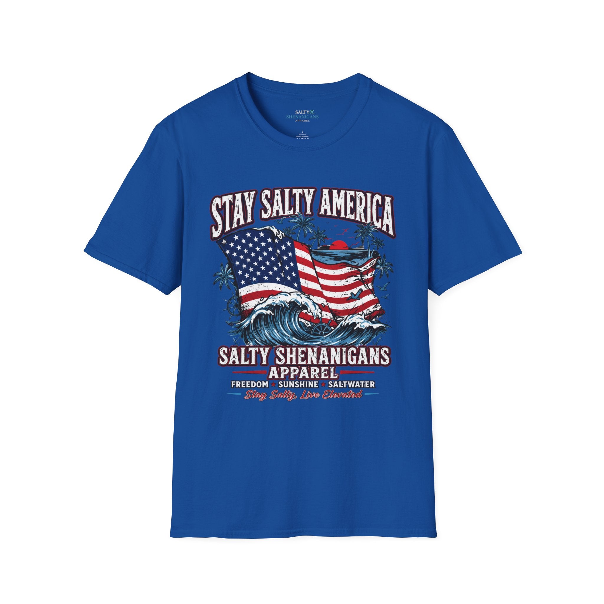 Stay Salty America Premium Beach Tee | Patriotic Coastal Graphic Shirt Printify